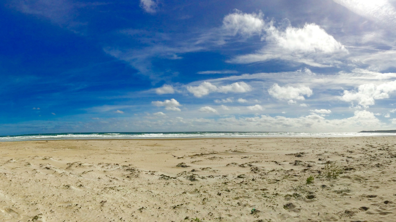 Обои море, пляж, берег, горизонт, облако в разрешении 1366x768