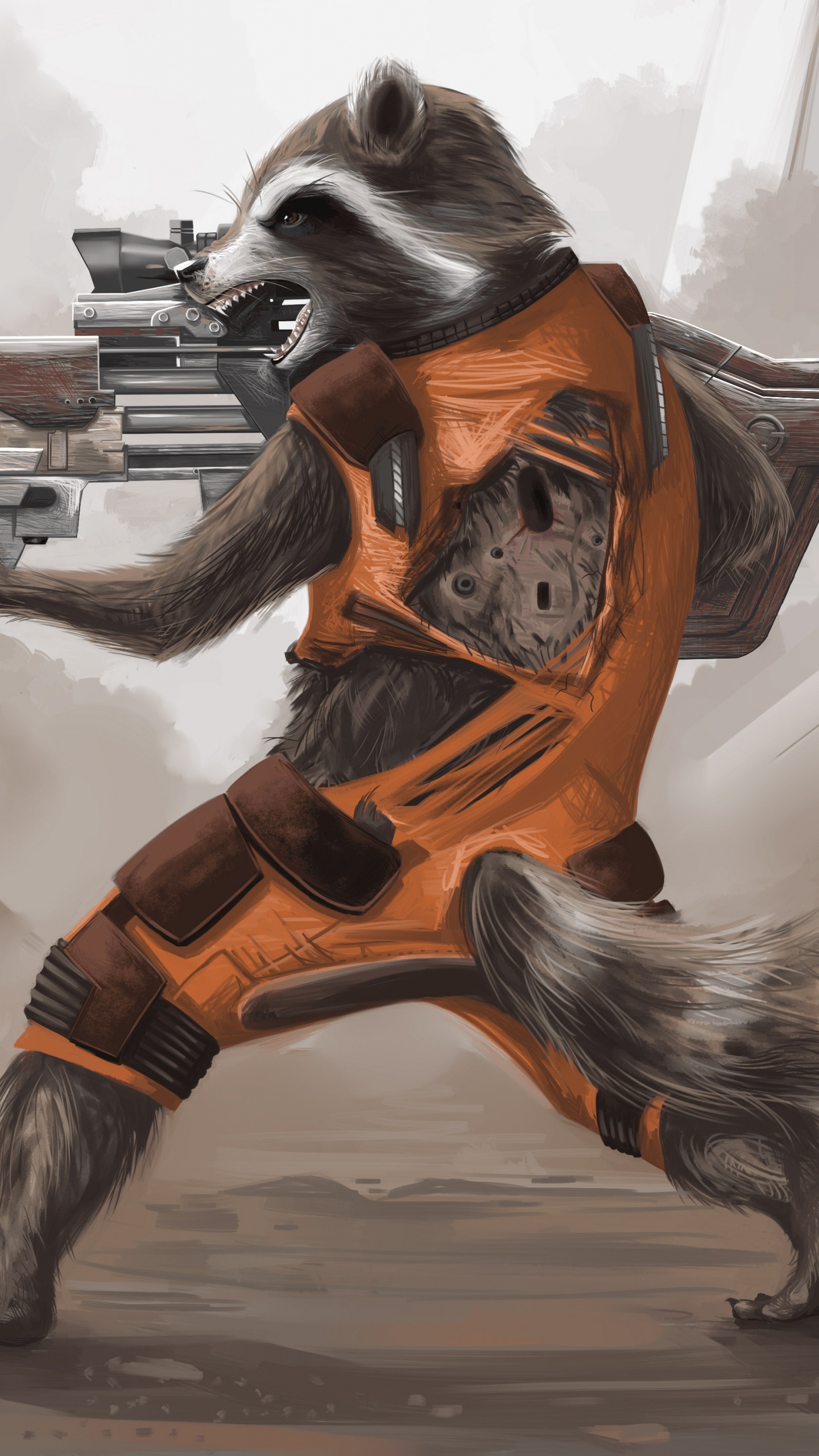 Обои Реактивный Енот, Грут, супергерой, marvel, иллюстрация в разрешении 1440x2560