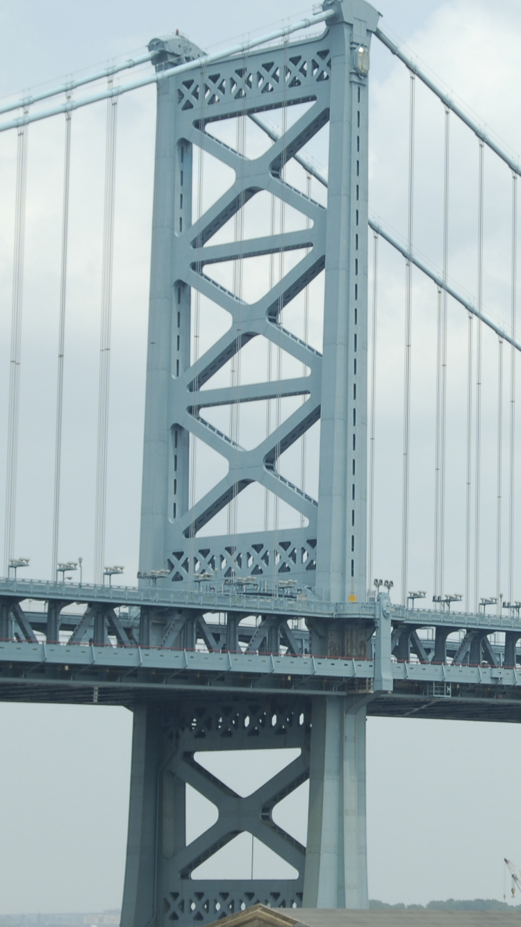 Обои мост Бенджамина Франклина, подвесной мост, мост, строительство, extradosed мост в разрешении 750x1334