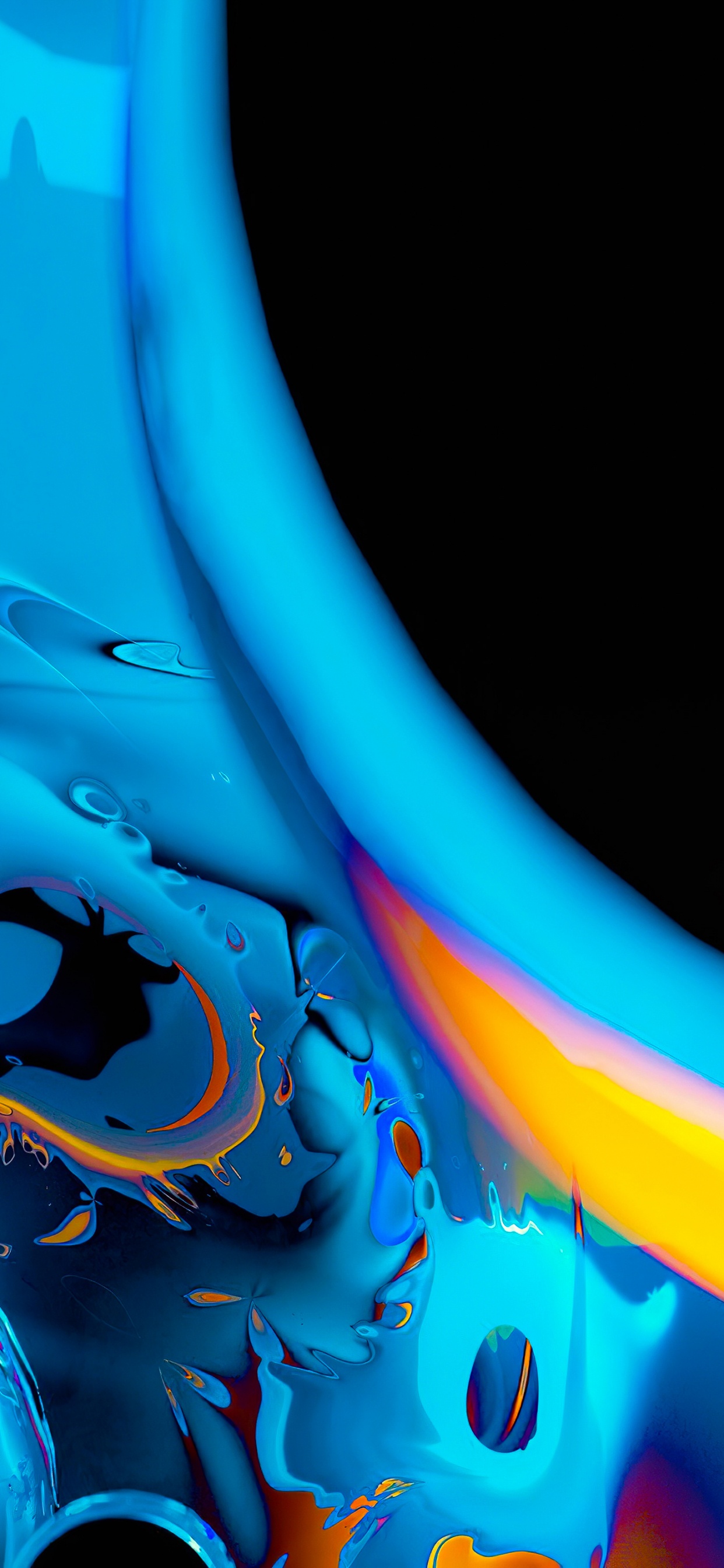 Обои телефон, каракули стены, жидкий, вода, лазурный в разрешении 1242x2688