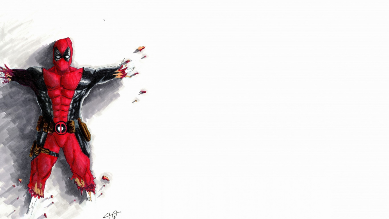 Обои дэдпул, вымышленный персонаж, фильм, снег в разрешении 1366x768