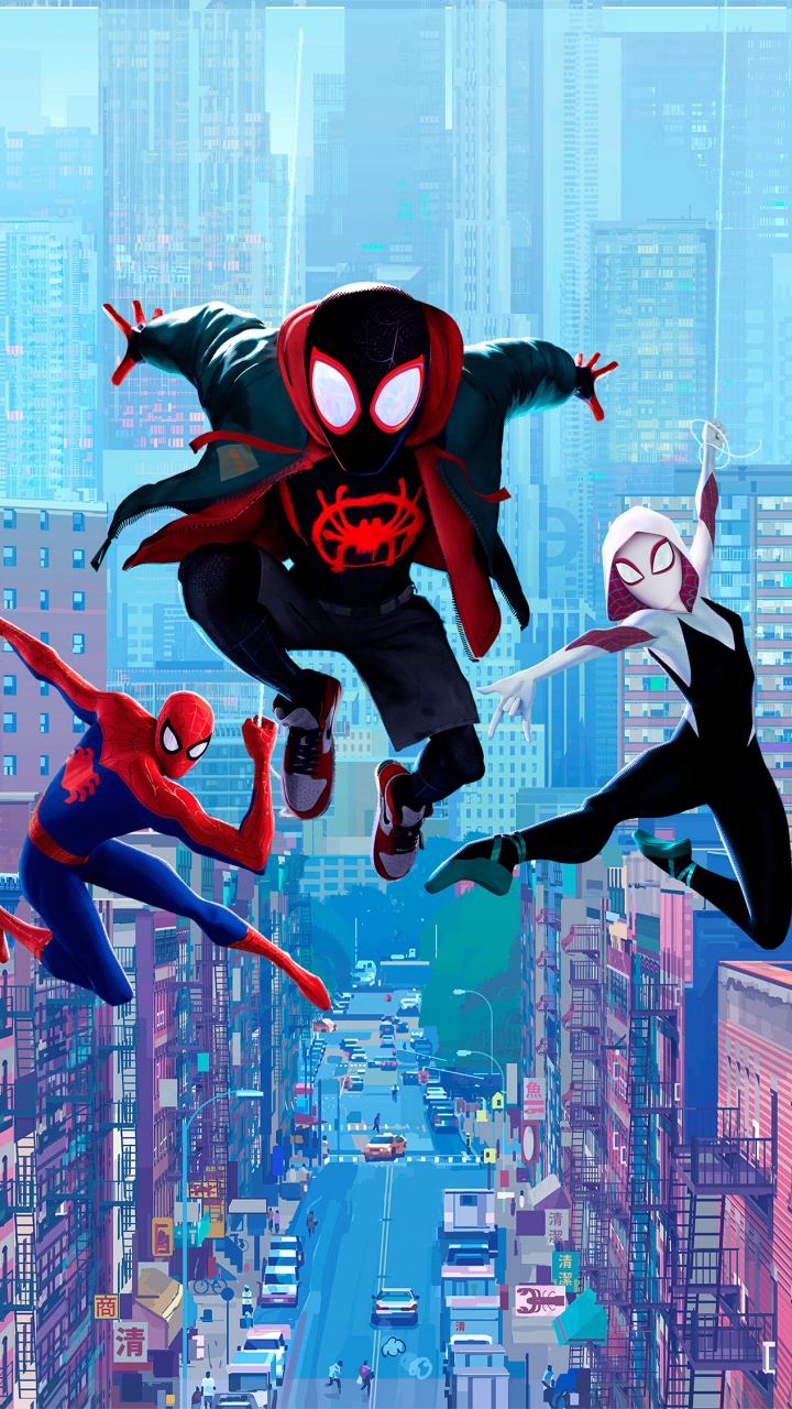 Обои человек-паук, Майлз Моралес, Человек-паук: Через вселенные, супергерой, иллюстрация в разрешении 720x1280