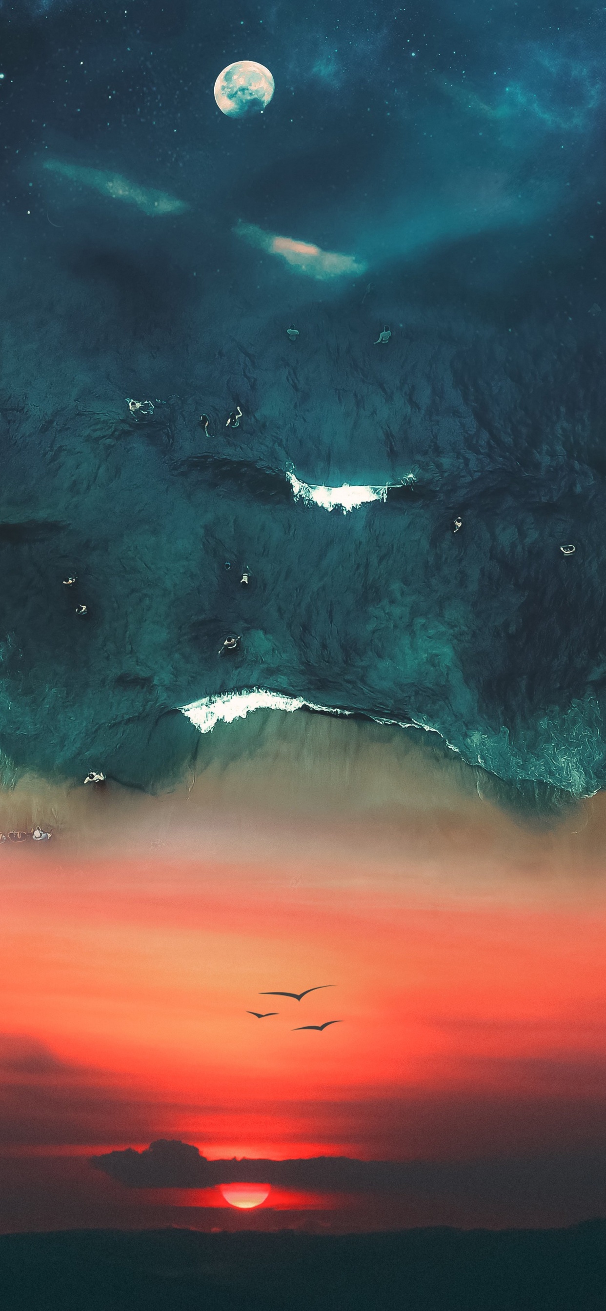 Обои атмосфера, облако, вода, синий, природный ландшафт в разрешении 1242x2688