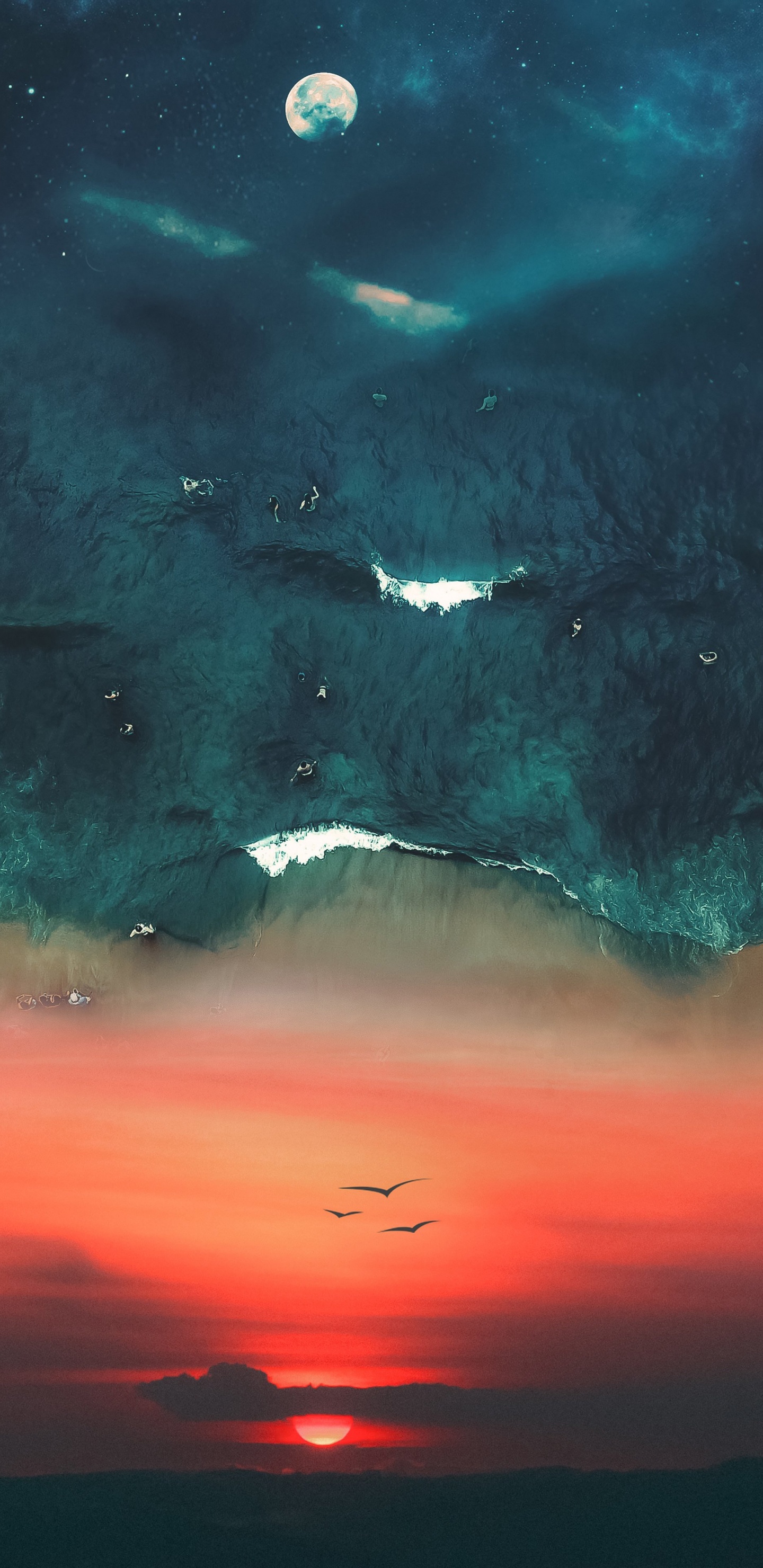 Обои атмосфера, облако, вода, синий, природный ландшафт в разрешении 1440x2960