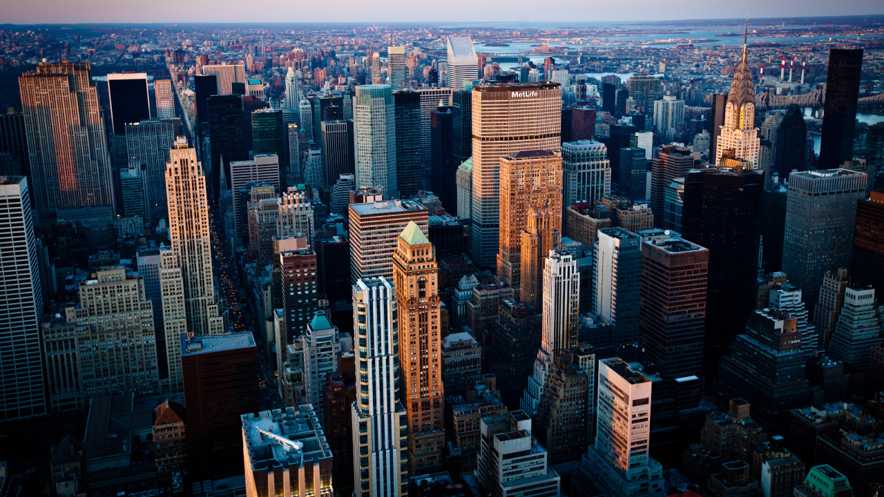 Обои Нью-Йорк, город, городской пейзаж, метрополия, городской район в разрешении 1280x720