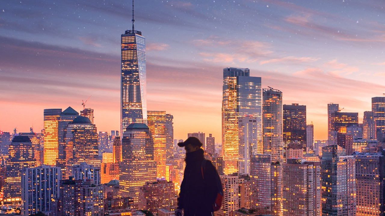 Обои Нью-Йорк, Манхеттен, облако, здание, небоскреб в разрешении 1280x720