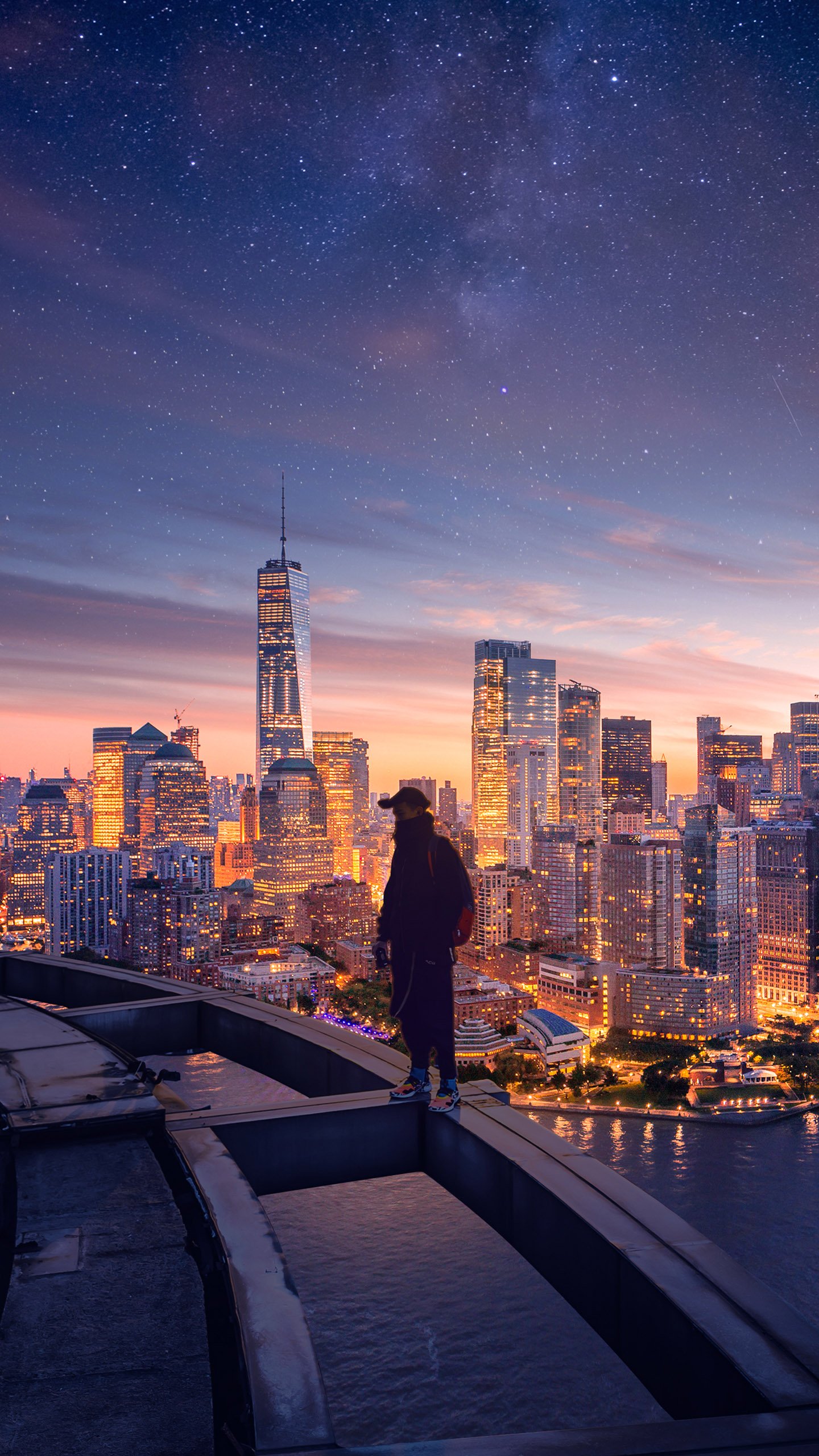 Обои Нью-Йорк, Манхеттен, облако, здание, небоскреб в разрешении 1440x2560