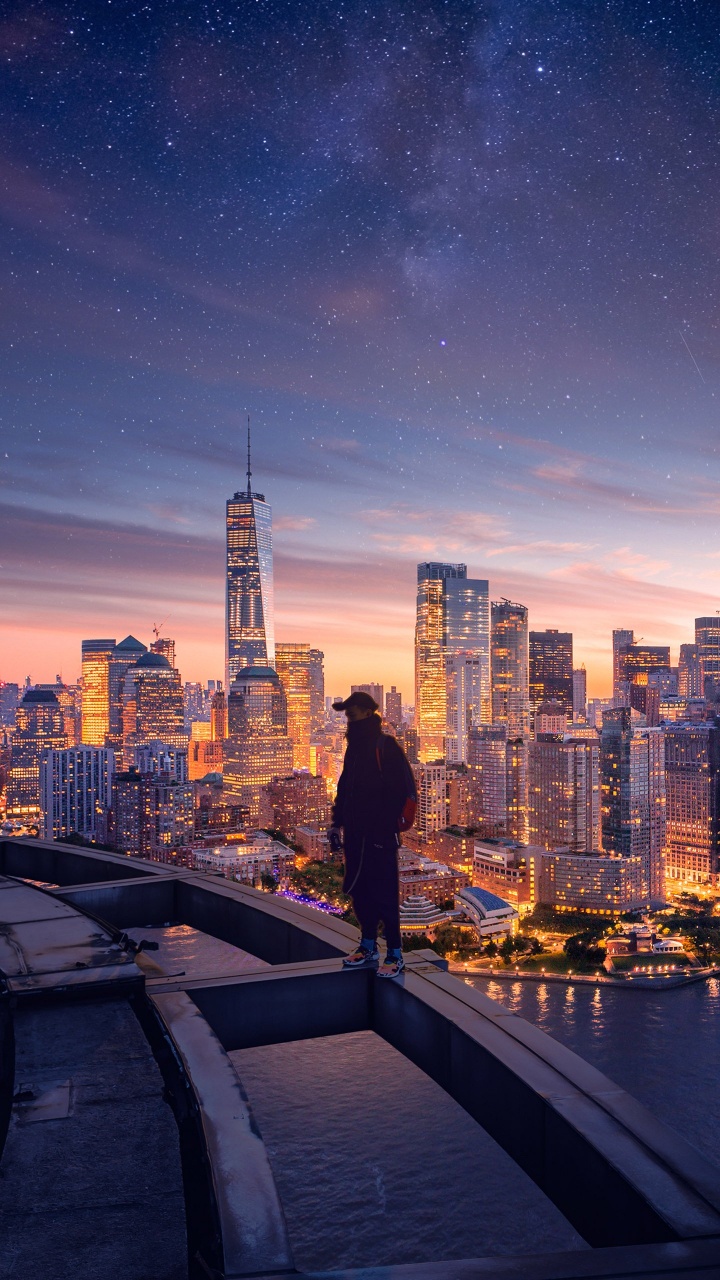 Обои Нью-Йорк, Манхеттен, облако, здание, небоскреб в разрешении 720x1280