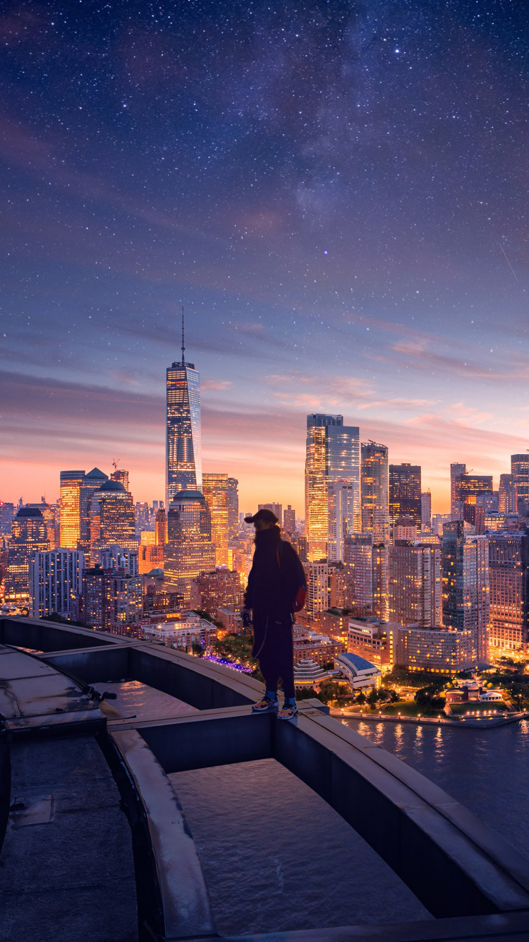 Обои Нью-Йорк, Манхеттен, облако, здание, небоскреб в разрешении 750x1334