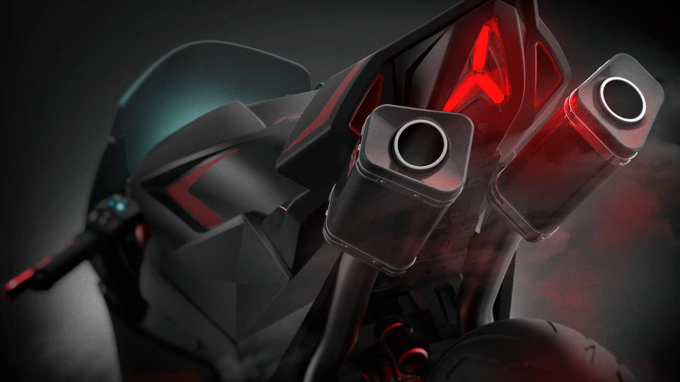 Обои мотоцикл, корпорация Yamaha, графический дизайн, красный цвет, темнота в разрешении 1366x768