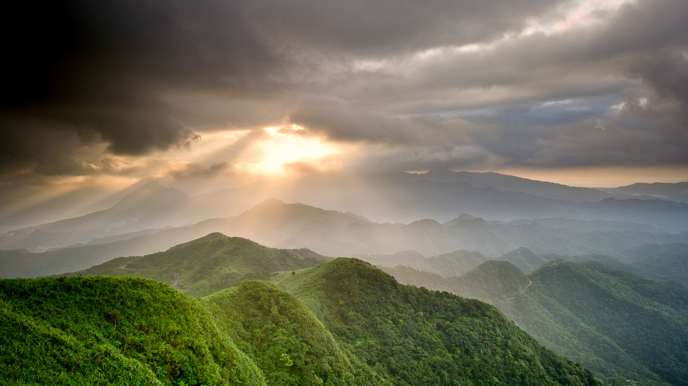 Обои природа, нагорье, холм, облако, атмосфера в разрешении 1366x768