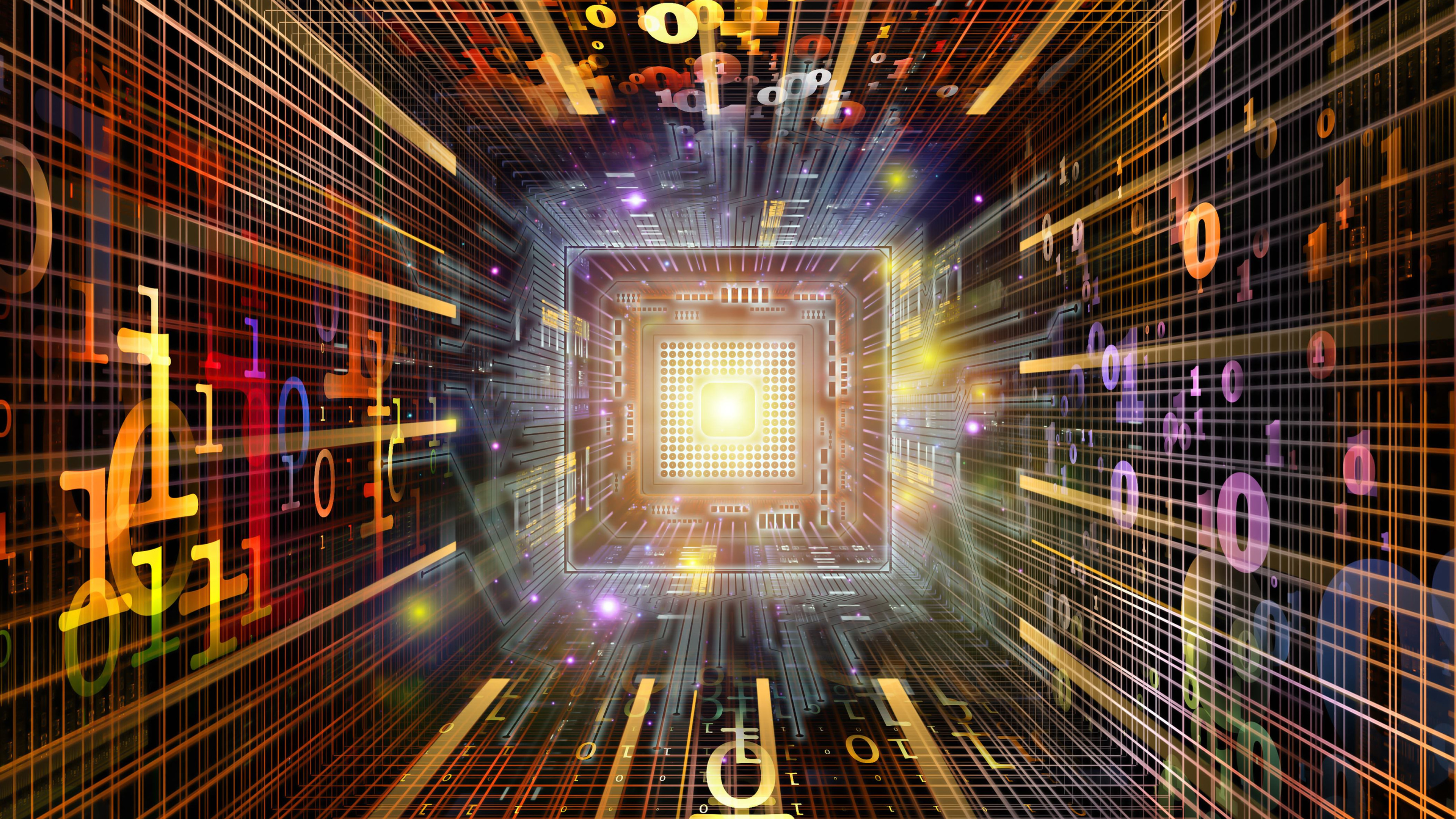 Обои свет, пурпур, симметрия, дизайн, линия в разрешении 3840x2160