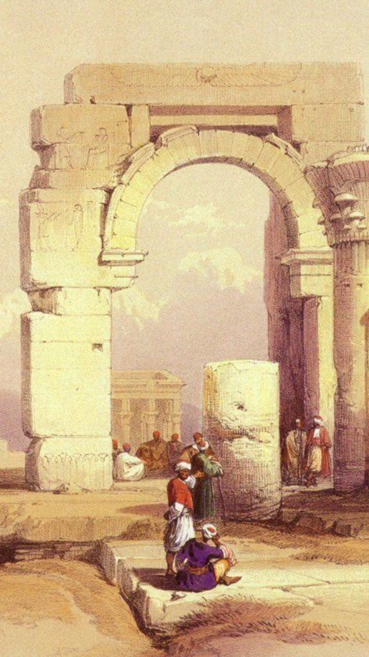 Обои Bigeh, живопись, арка, акварельные краски, арт в разрешении 750x1334