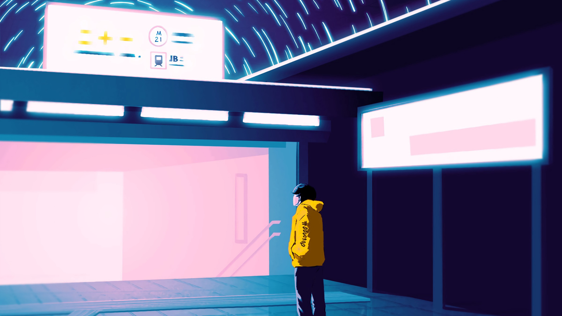 Обои иллюстрация, синий, свет, потолок, архитектура в разрешении 1920x1080