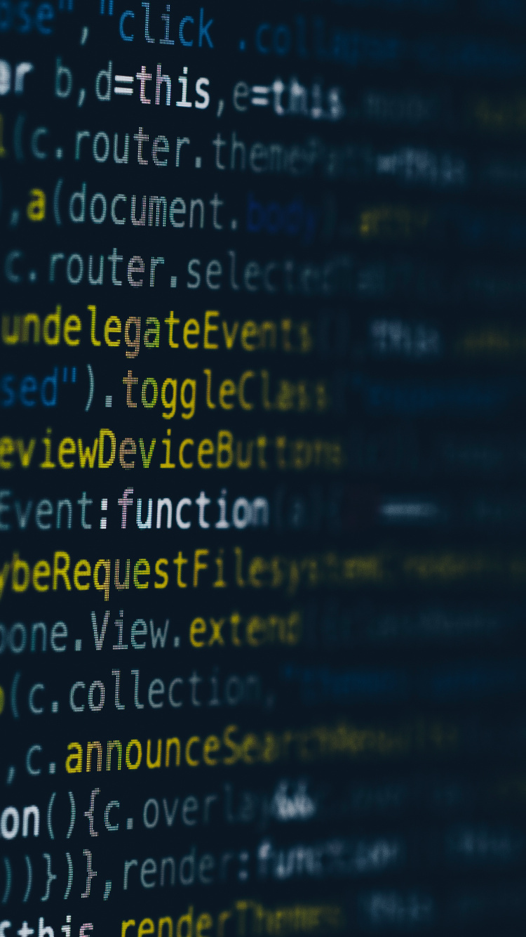 Обои текст, синий, технологии, космос, исходный код в разрешении 750x1334