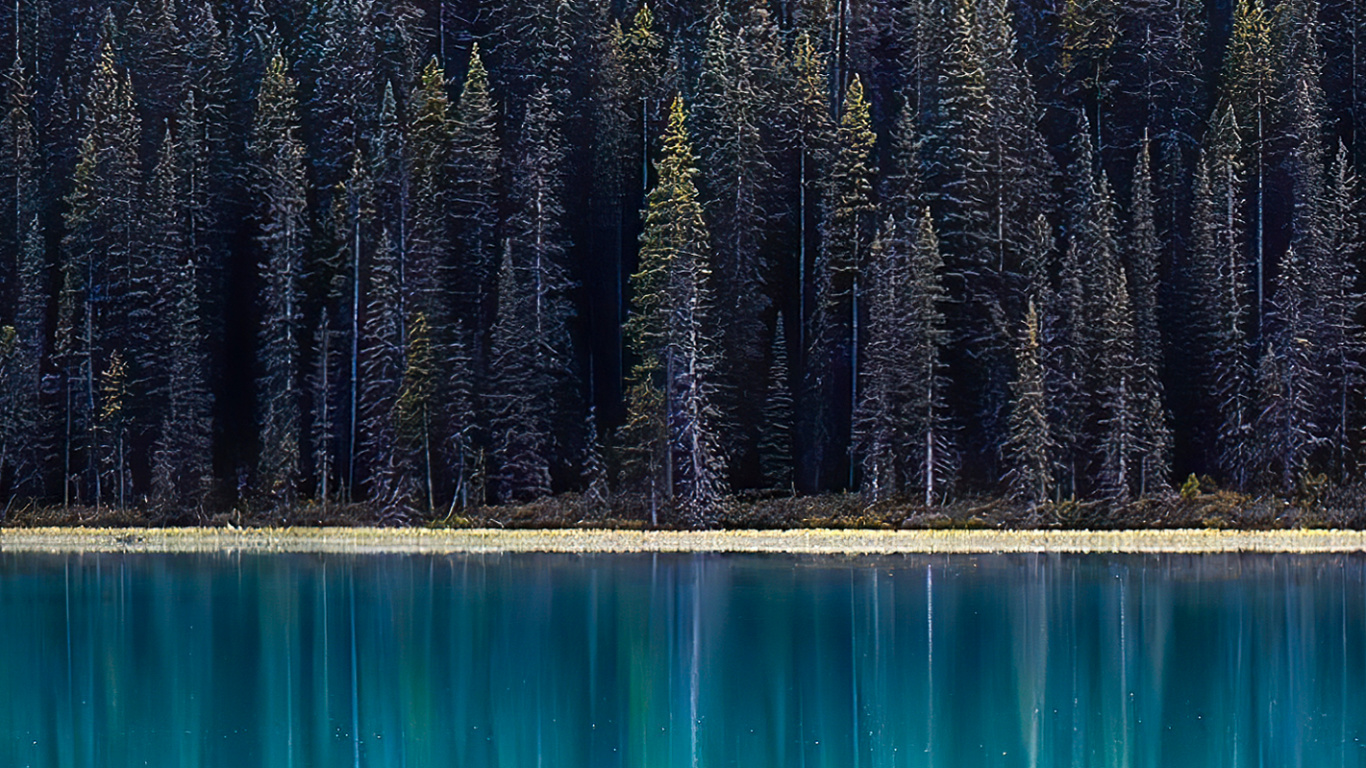 Обои отражение, вода, гидроресурсы, экорегион, синий в разрешении 1366x768