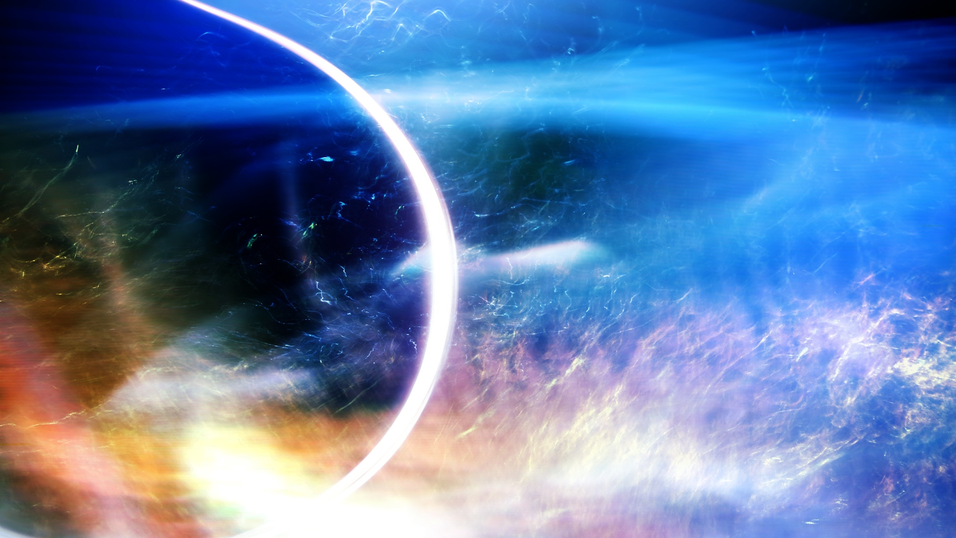 Обои синий, свет, космическое пространство, пространство, кривая в разрешении 1920x1080