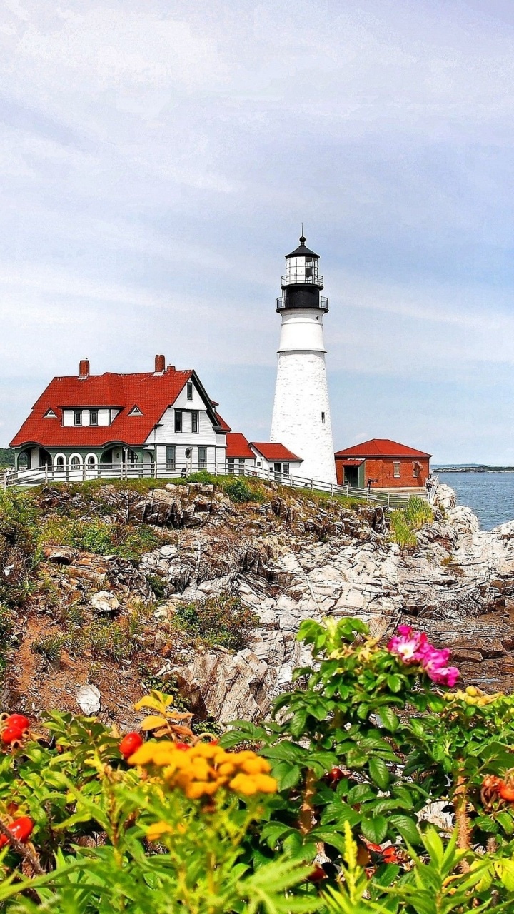 Обои вышка, побережье, море, мыс, природа в разрешении 720x1280