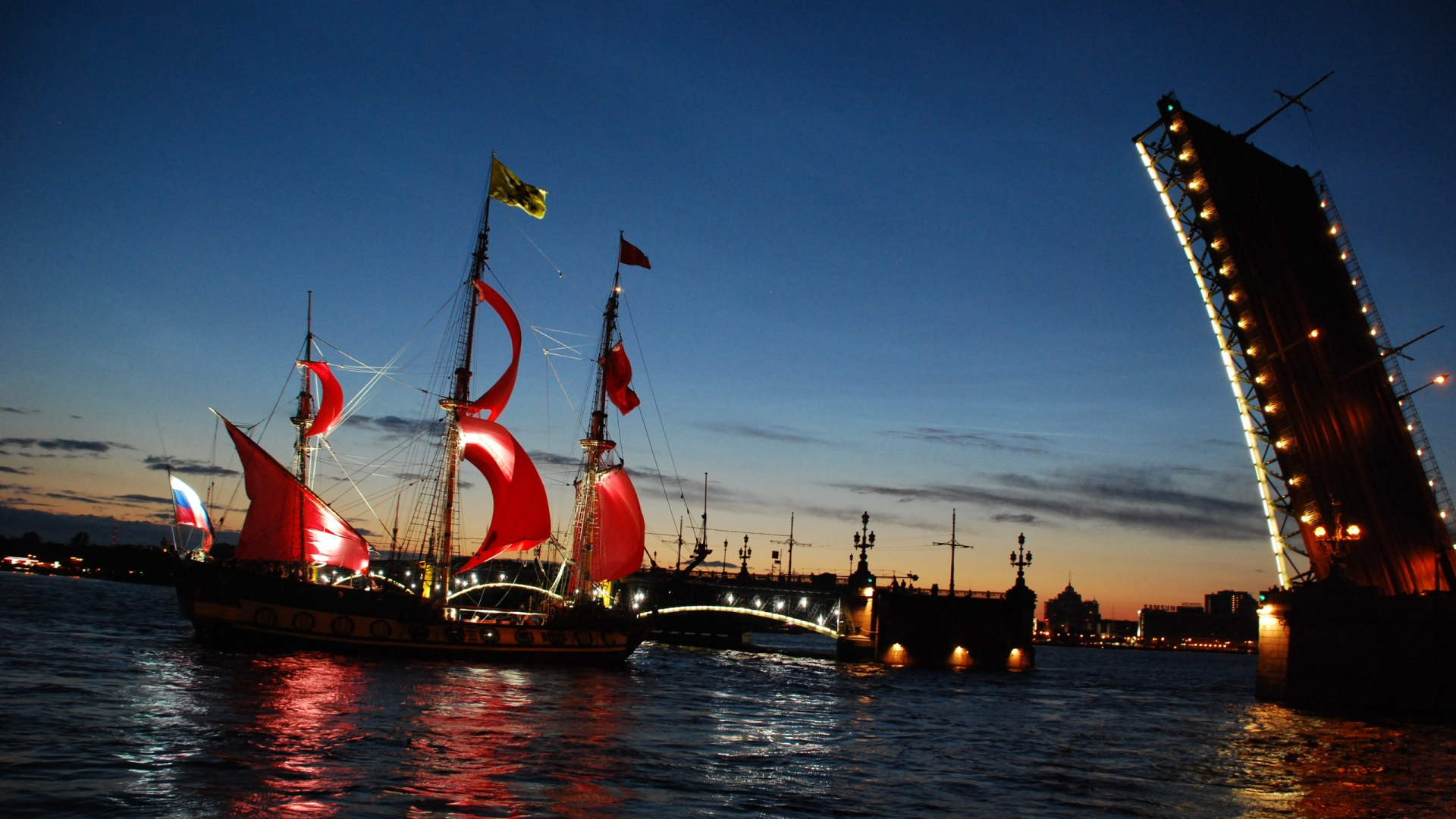 Обои алый парус, высокий корабль, парусник, корабль, перевозка воды в разрешении 1920x1080