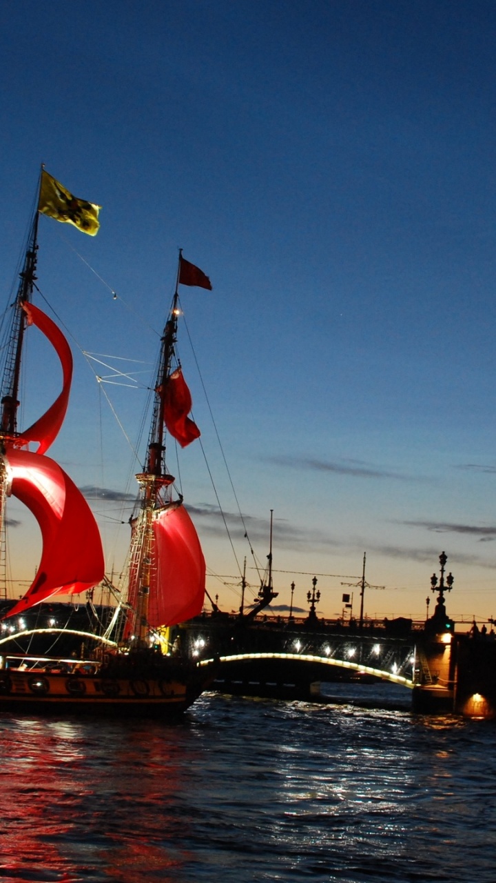 Обои алый парус, высокий корабль, парусник, корабль, перевозка воды в разрешении 720x1280