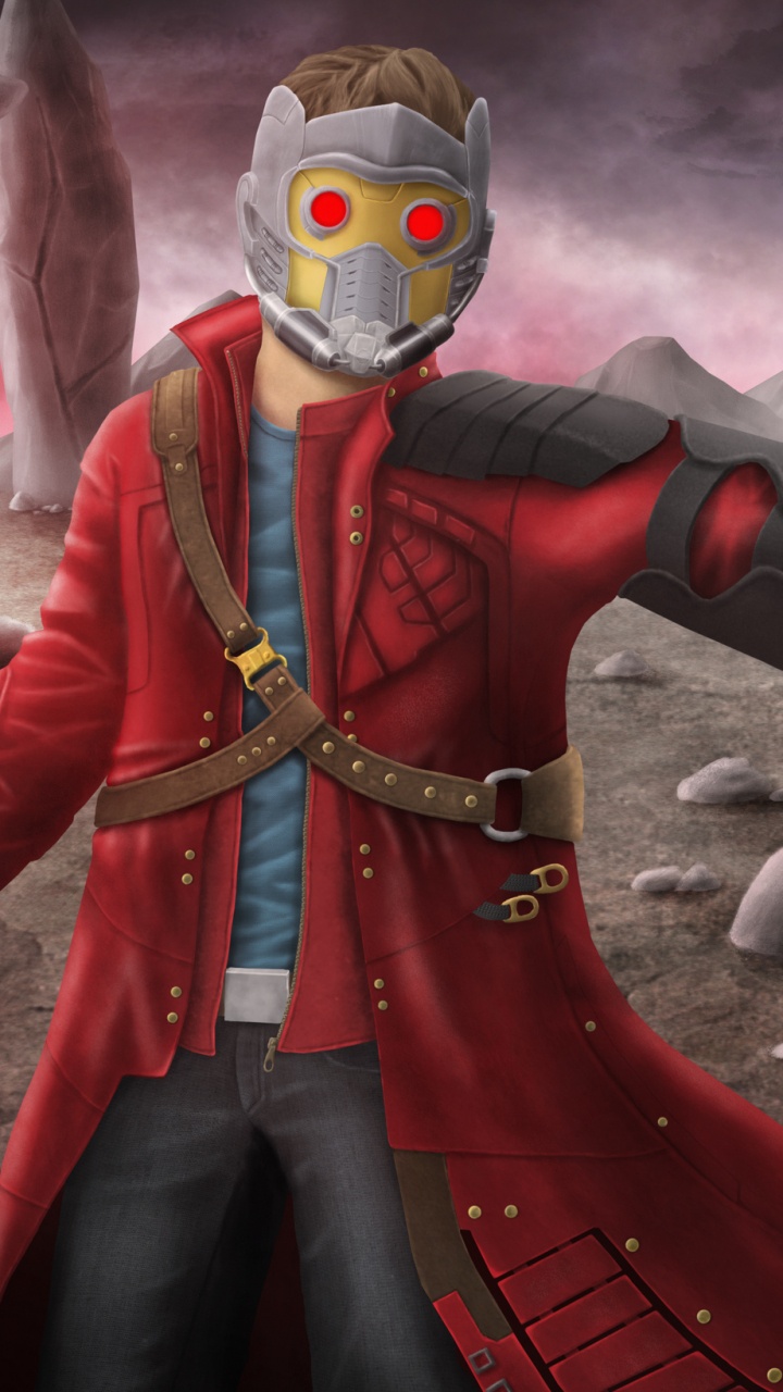 Обои фигурка, Стар-Лорд, Гамора, арт, приключенческая игра в разрешении 720x1280