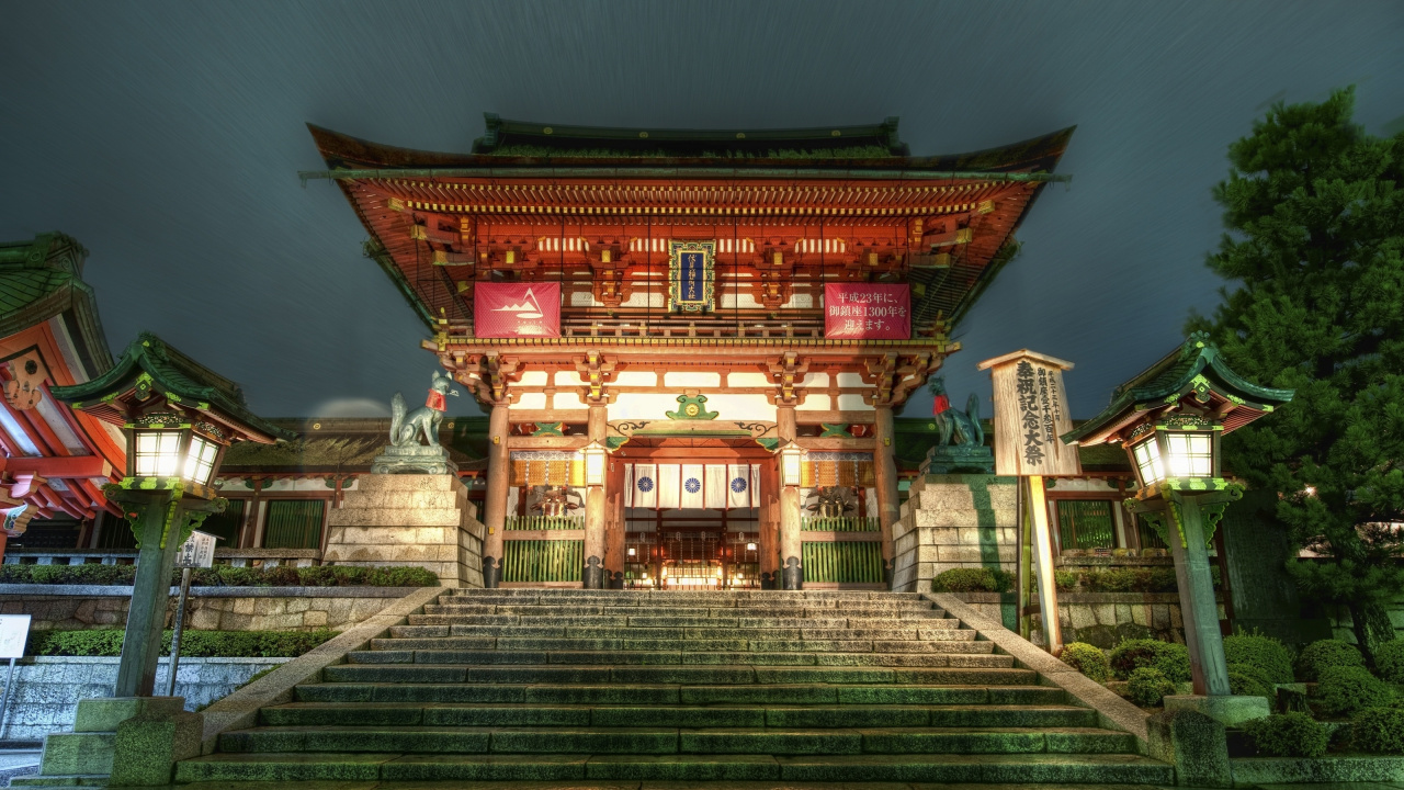 Обои Фусими Инари-Тайся, китайская архитектура, храм, место поклонения, святыня в разрешении 1280x720