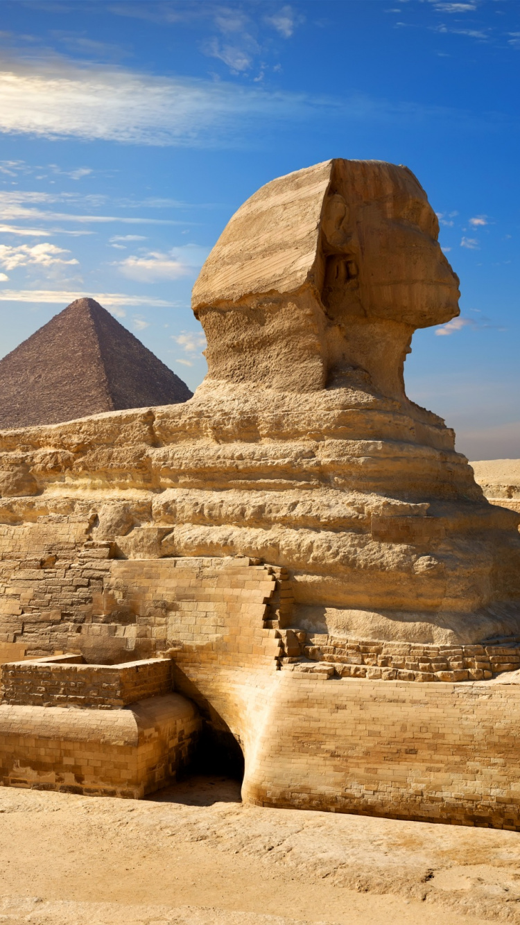 Обои Великий Сфинкс Гизы, Каир, пирамида, древняя история, историческое место в разрешении 750x1334
