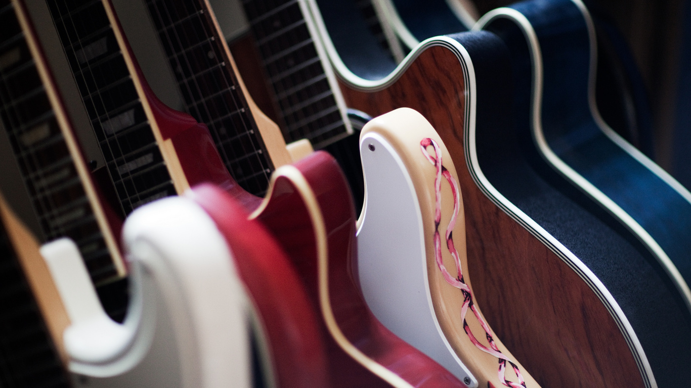 Обои струнный инструмент, гитара, акустическая гитара, щипковые струнные инструменты, музыкальный инструмент в разрешении 1366x768