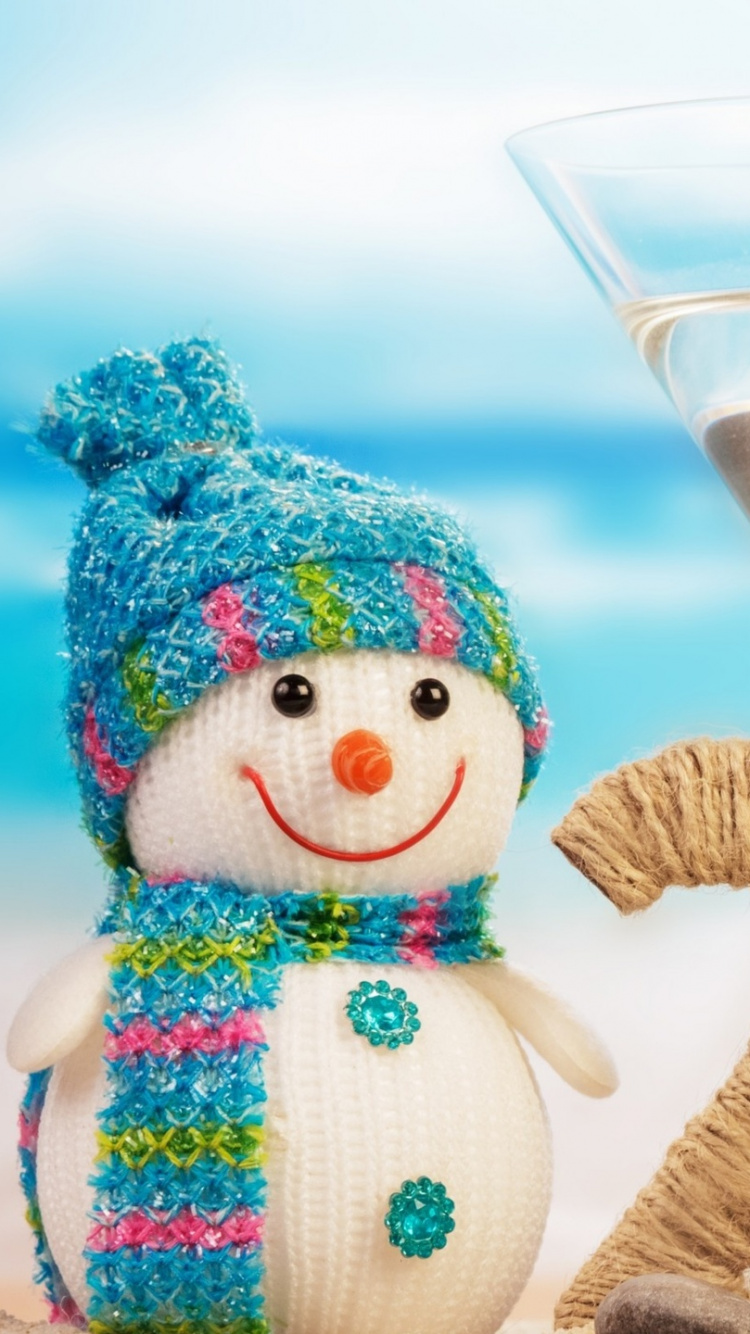 Обои Новый год, Снеговик, Himar, пляж копакабана, Привод Тайби в разрешении 750x1334