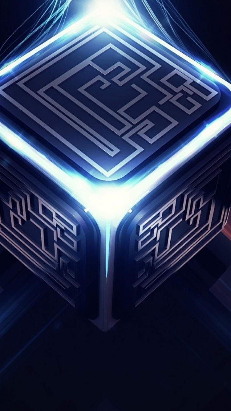 Обои цифровое искусство, абстрактное искусство, арт, куб, свет в разрешении 750x1334