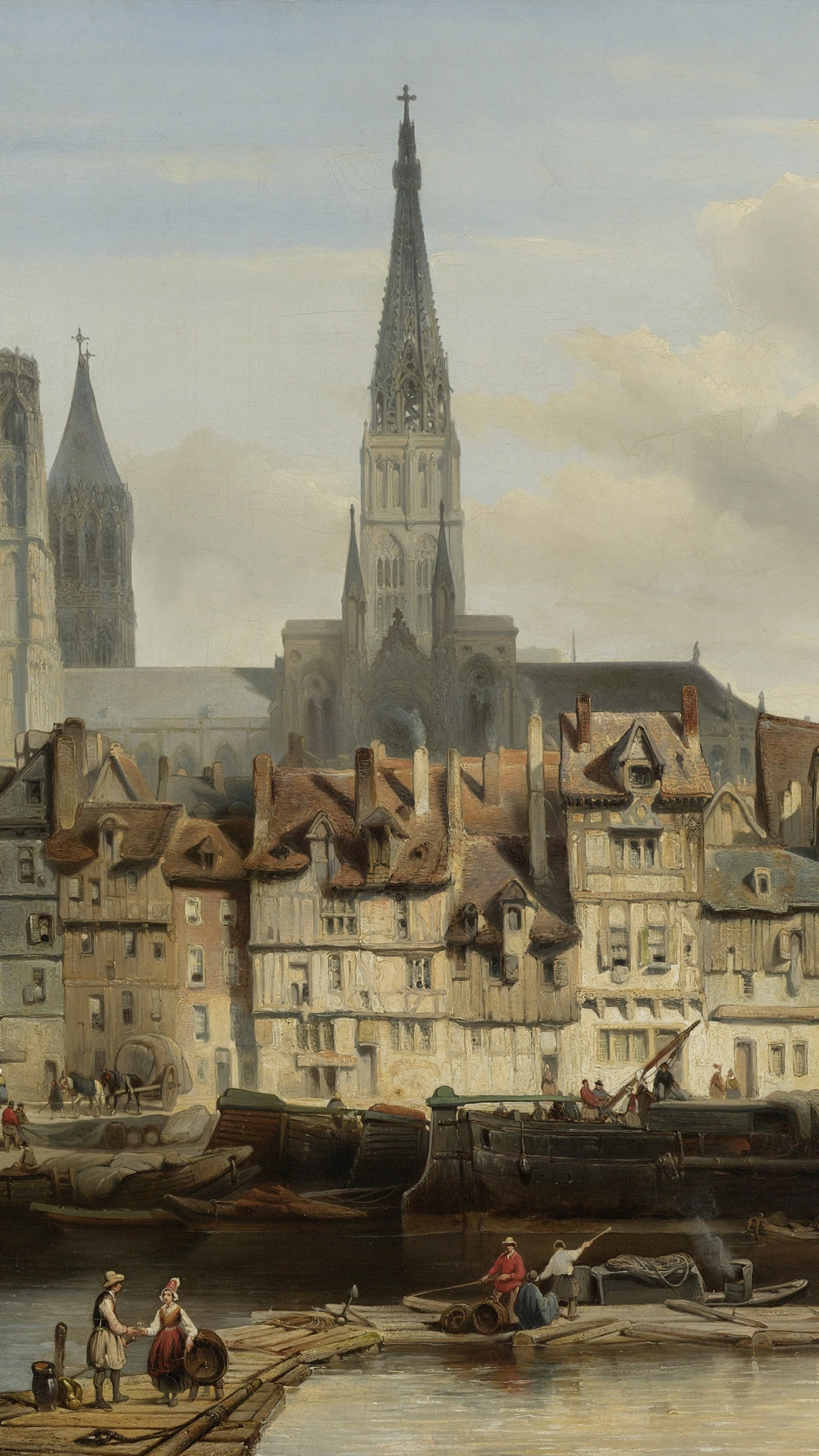 Обои Набережная Парижа в Руан, Рейксмузеум, живопись, акварельные краски, арт в разрешении 1080x1920