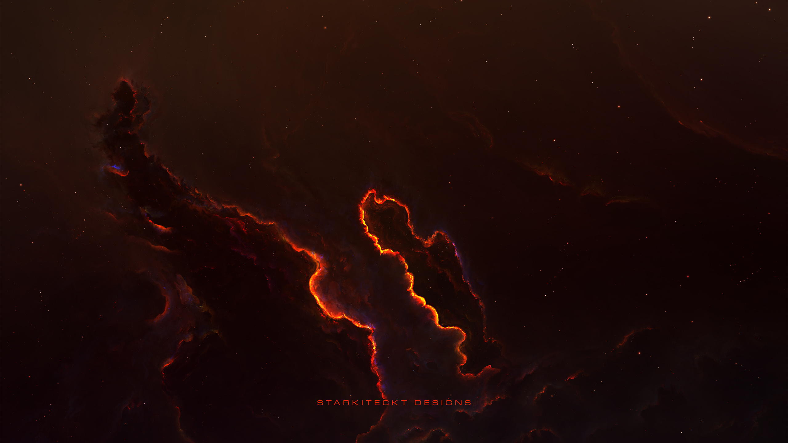 Обои арт, красный цвет, вода, молния, атмосфера в разрешении 2560x1440