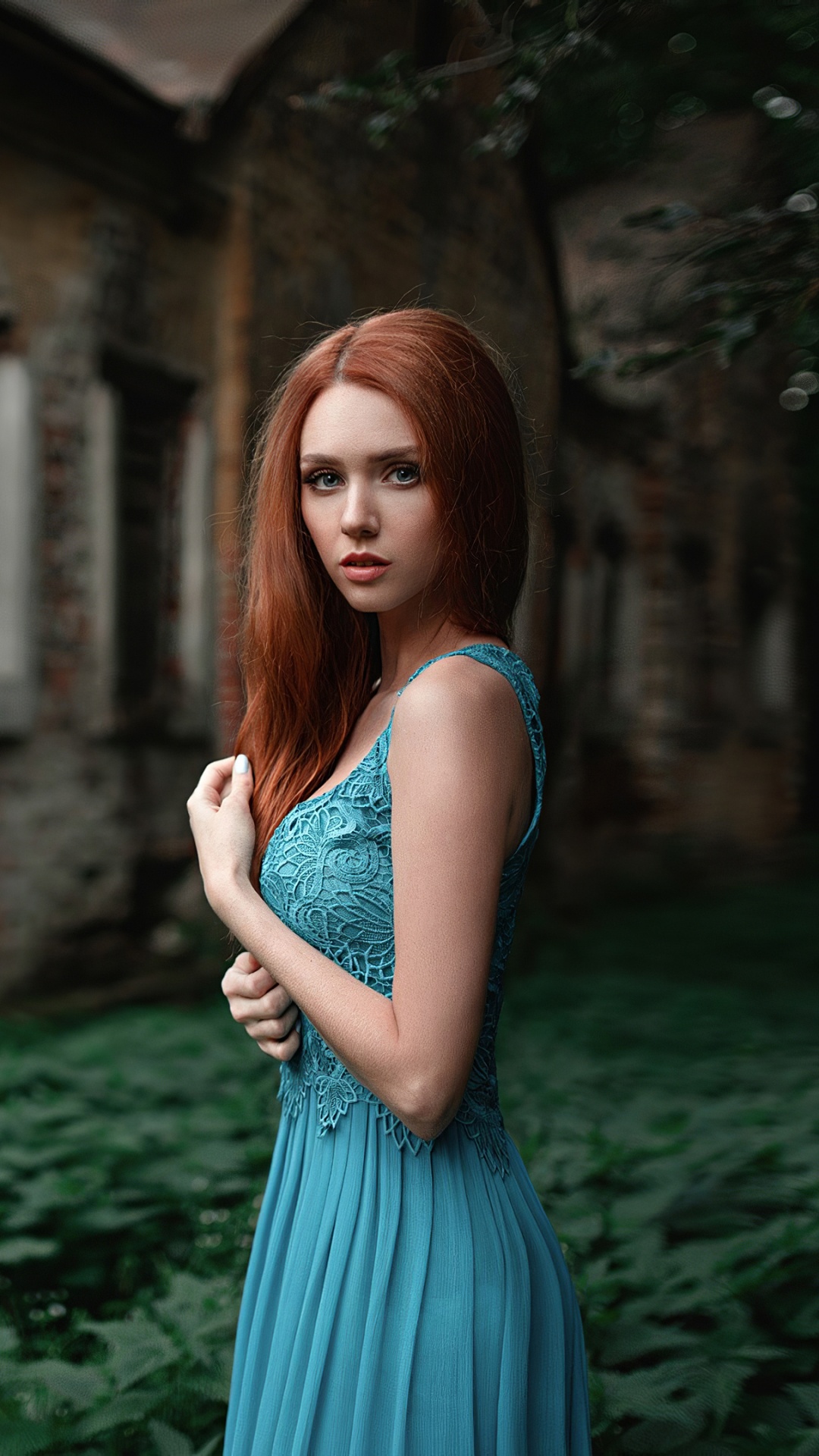 Обои портрет, синий, зеленый, красота, бирюза в разрешении 1080x1920