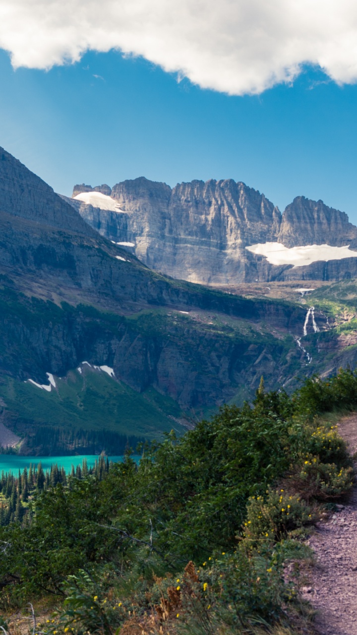 Обои Весенние каникулы в Монтане, Ледник Гриннел, сиг, горный курорт сига, Йеллоустонский Национальный парк в разрешении 720x1280
