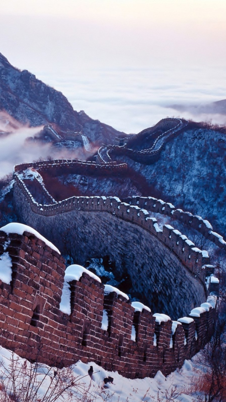 Обои великая Китайская стена, горный рельеф, гора, ориентир, горный хребет в разрешении 750x1334