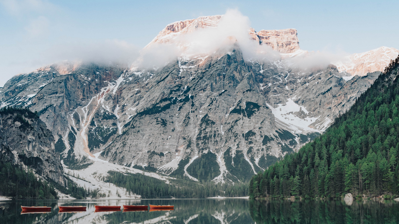 Обои горный рельеф, пейзажи гор, нагорье, водоем, озеро в разрешении 1280x720