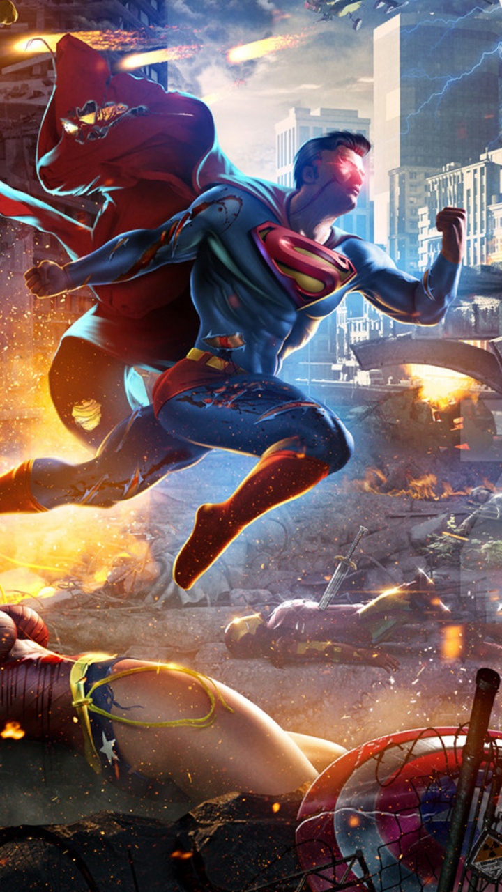 Обои Супермен, супергерой, часовой, компьютерная игра, человек-паук в разрешении 720x1280