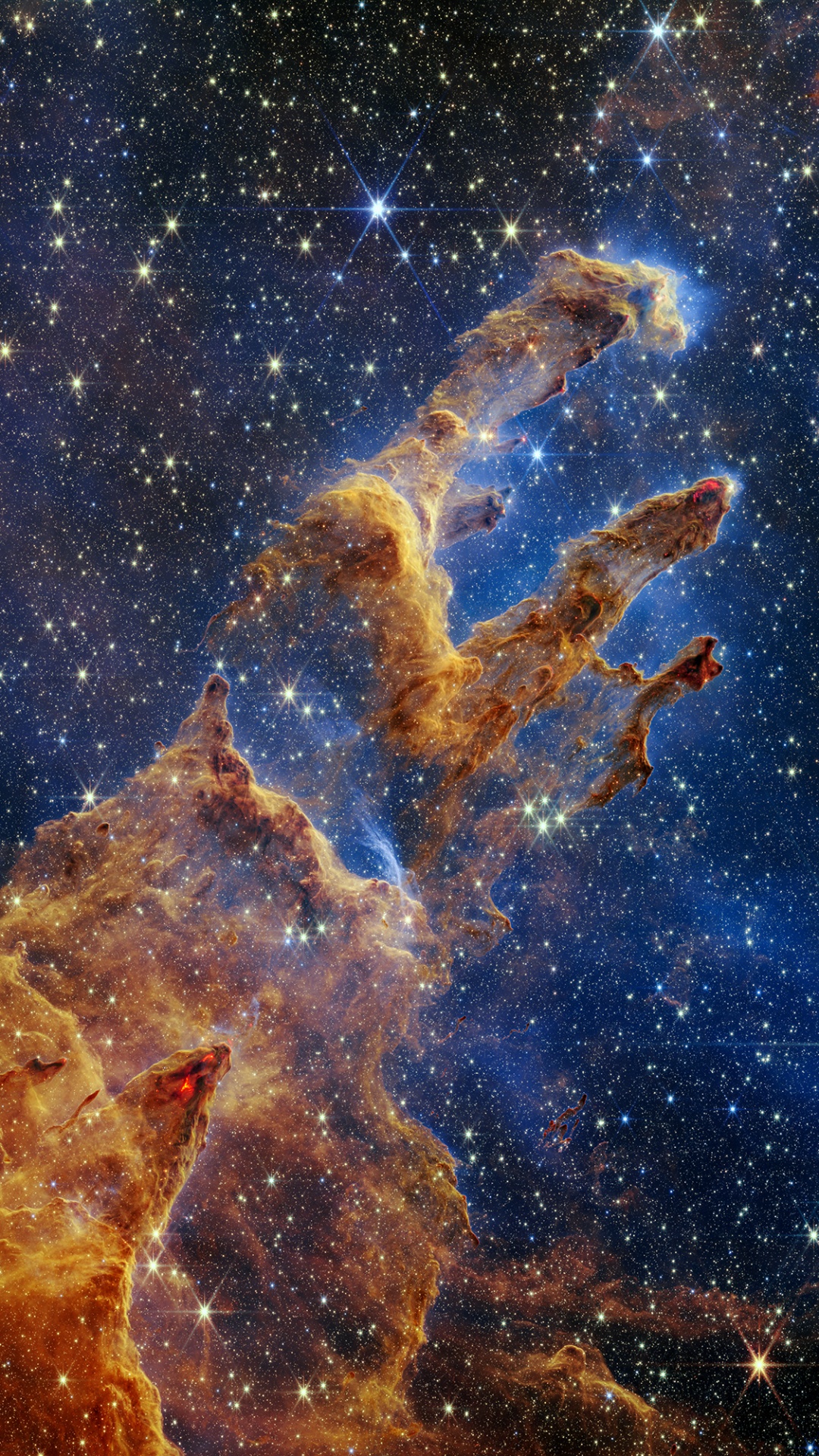 Обои космос, Космический Телескоп Джеймса Вебба, Столпы творения, космический телескоп Хаббл, НАСА в разрешении 1080x1920