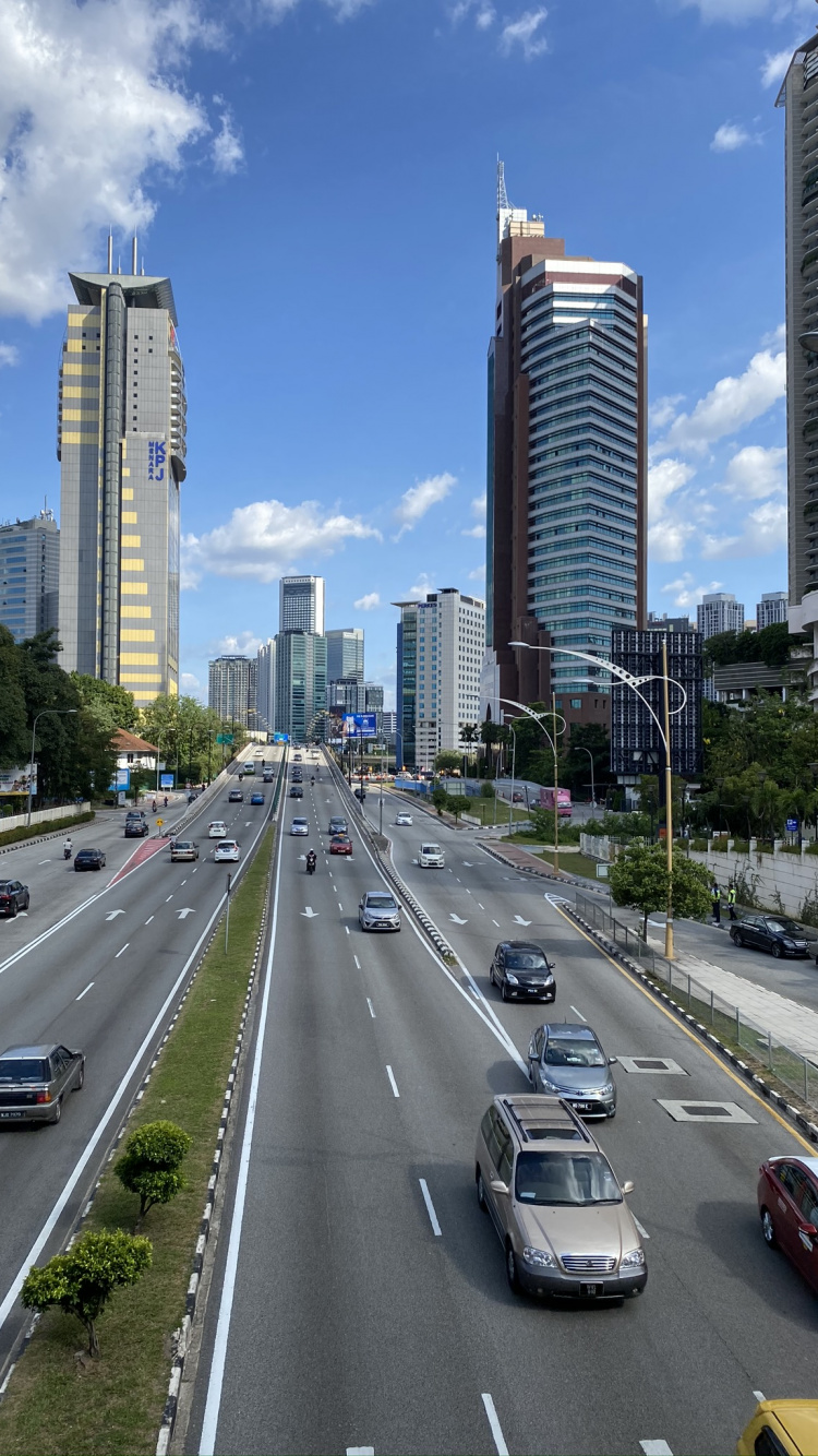 Обои дорога, башня, природа, синий, архитектура в разрешении 750x1334