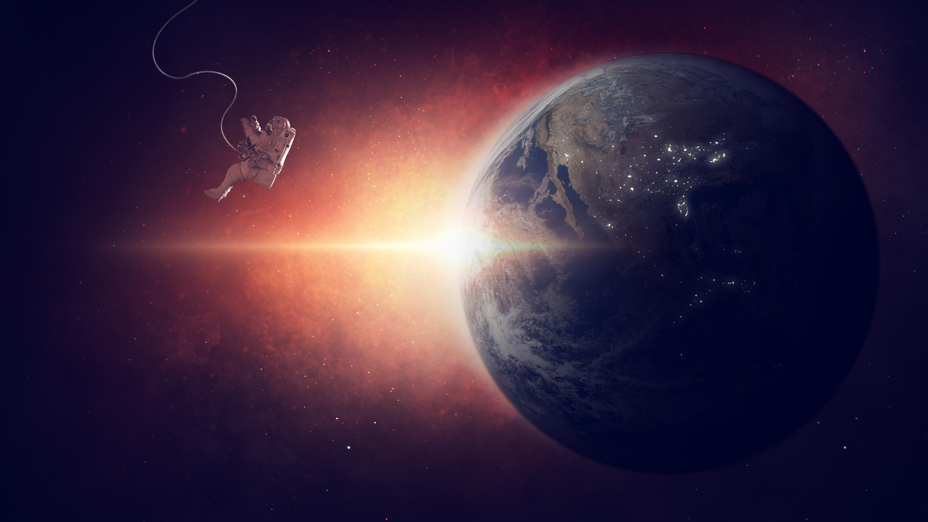 Обои земля, космос, атмосфера, космическое пространство, планета в разрешении 3840x2160