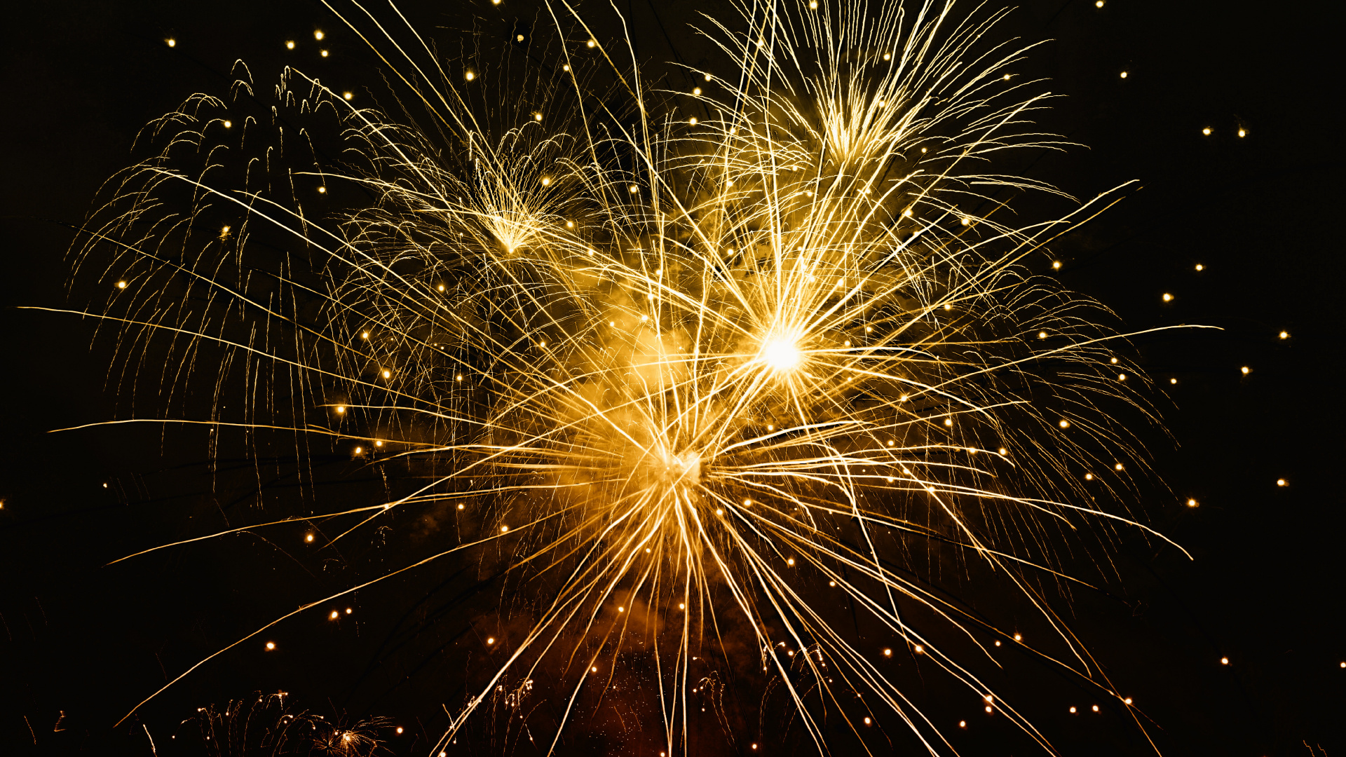 Обои салют, день нового года, природа, полночь, дивали в разрешении 1920x1080