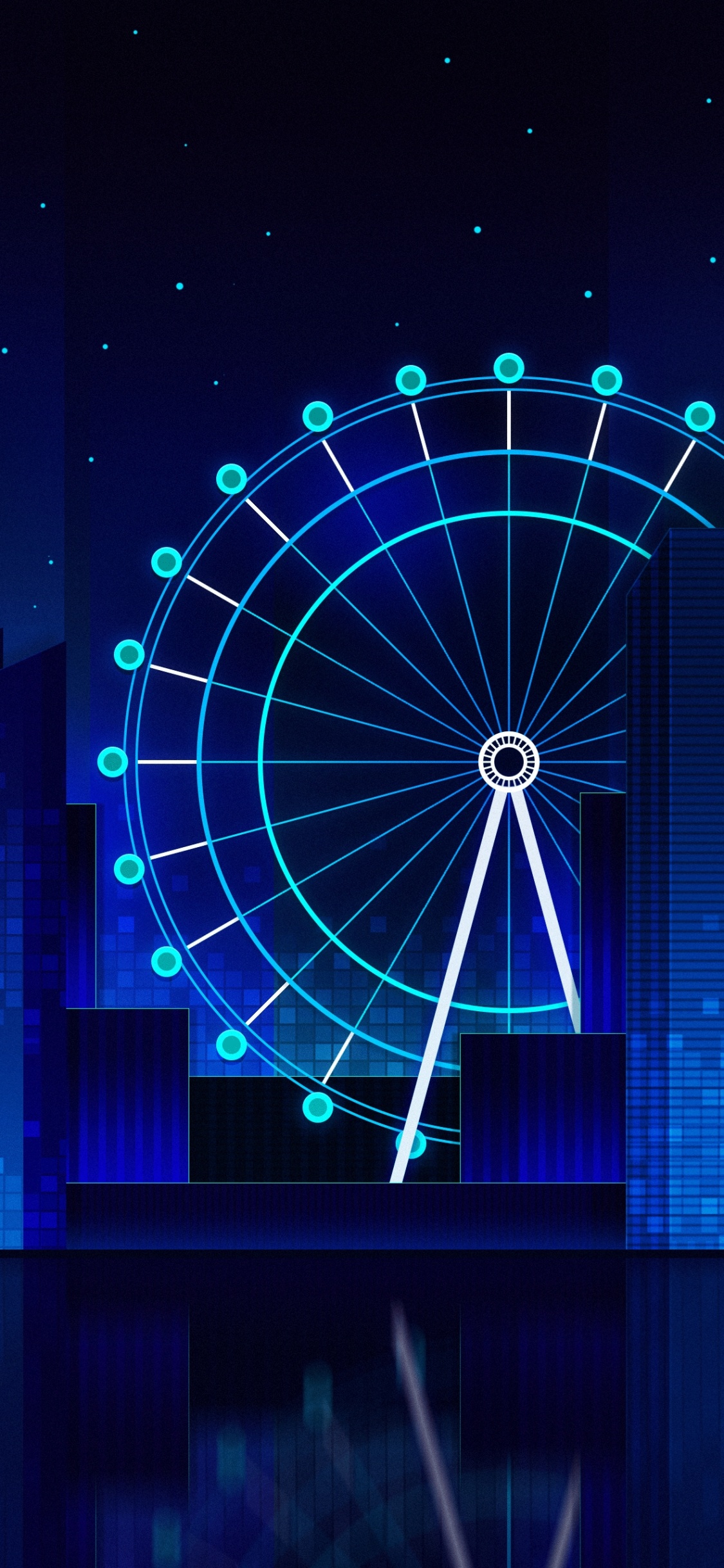 Обои Ретровейв, свет, красочность, мажорель синий, электрик в разрешении 1125x2436