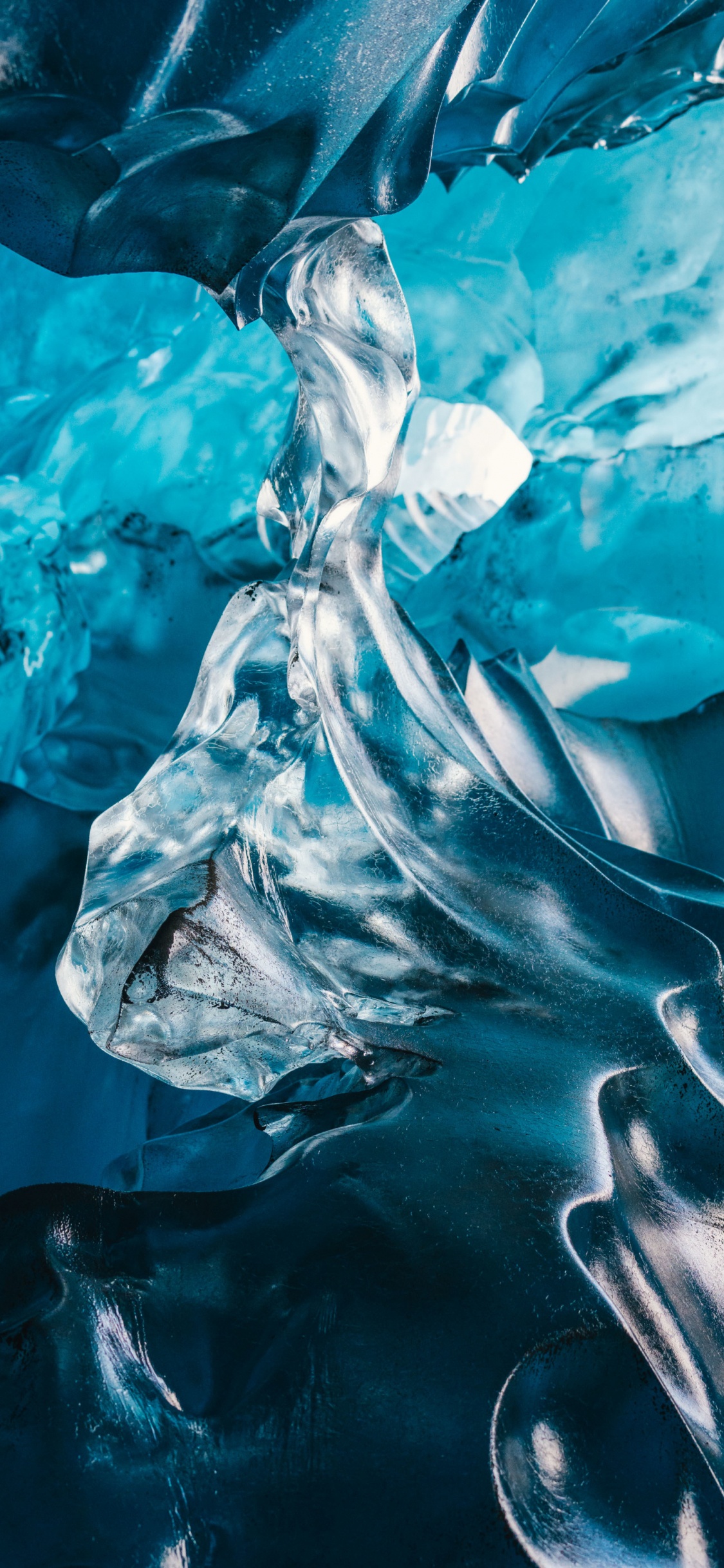 Обои пещера, ледник, лед, вода, синий в разрешении 1125x2436