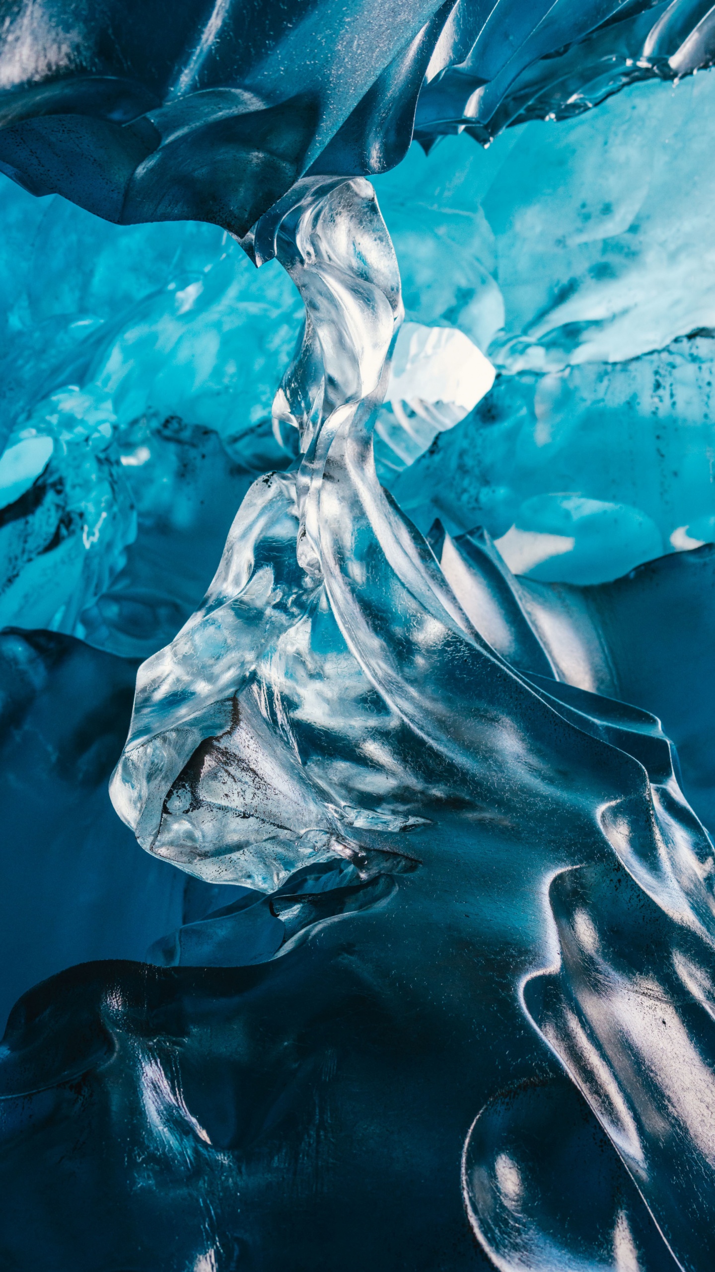 Обои пещера, ледник, лед, вода, синий в разрешении 1440x2560