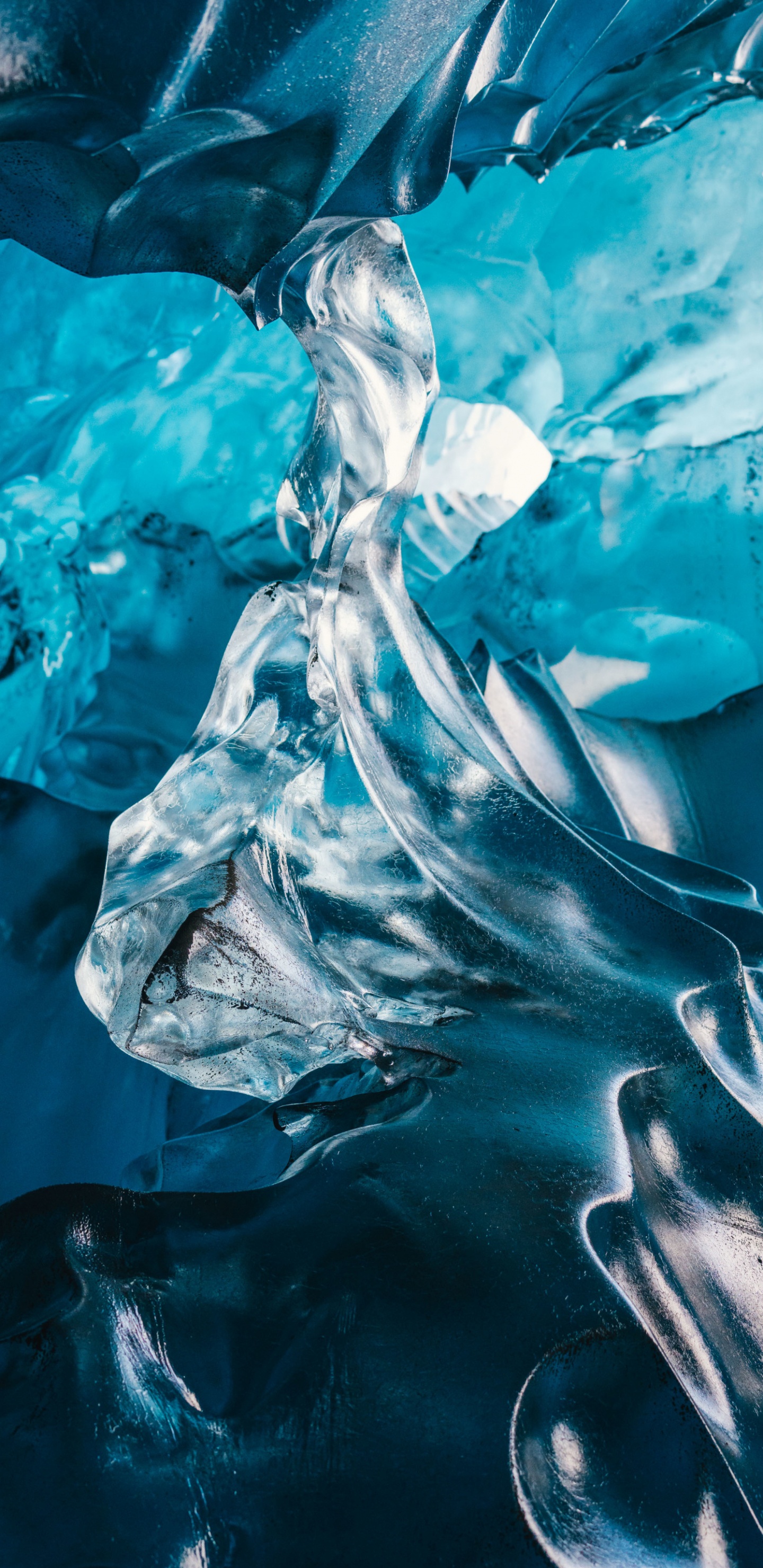 Обои пещера, ледник, лед, вода, синий в разрешении 1440x2960