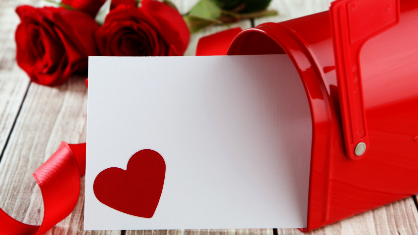 Обои День Святого Валентина, сердце, подарок, красный цвет, любовь в разрешении 1366x768