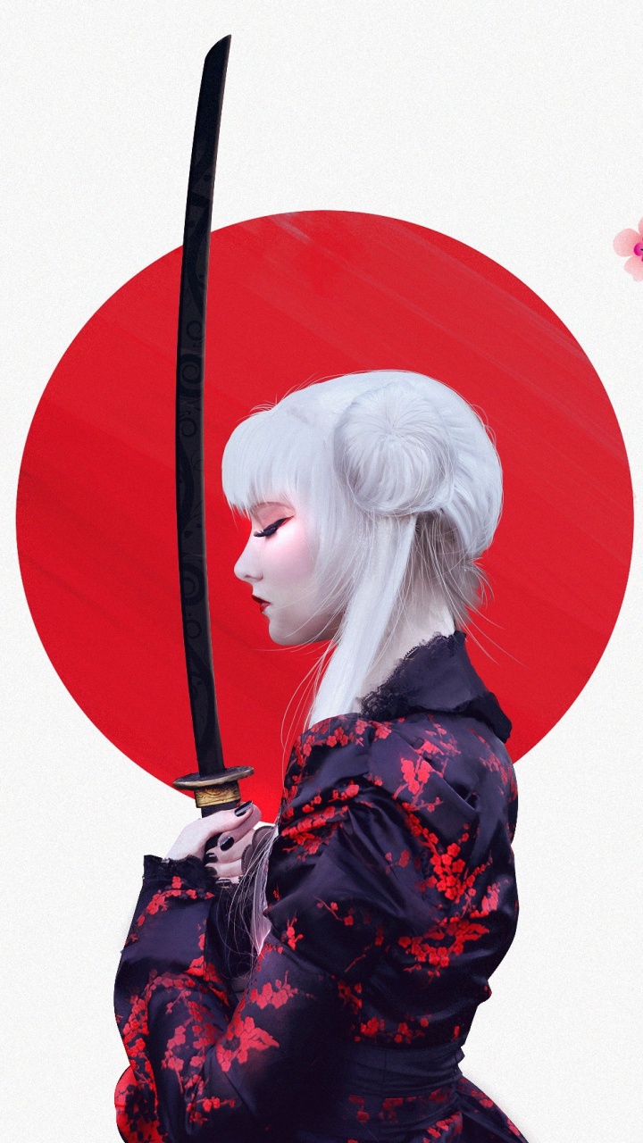 Обои цветение вишни, арт, розовый, иллюстрация, графический дизайн в разрешении 720x1280