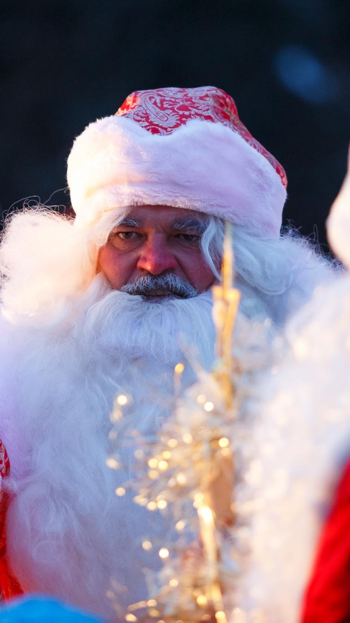Обои Санта-Клаус, Дед Мороз, Рождественские украшения, волосы на лице, традиция в разрешении 720x1280