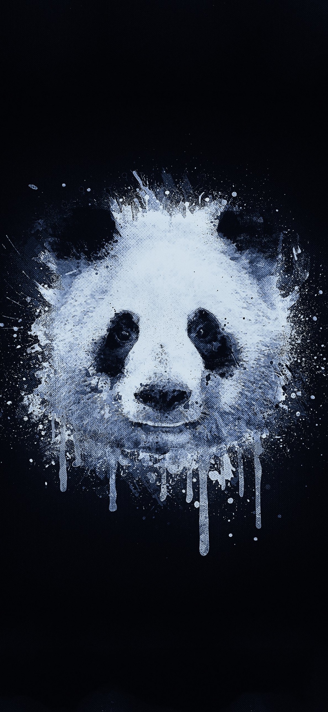 Обои панда металл, гигантская панда, арт, портрет, футболка в разрешении 1125x2436