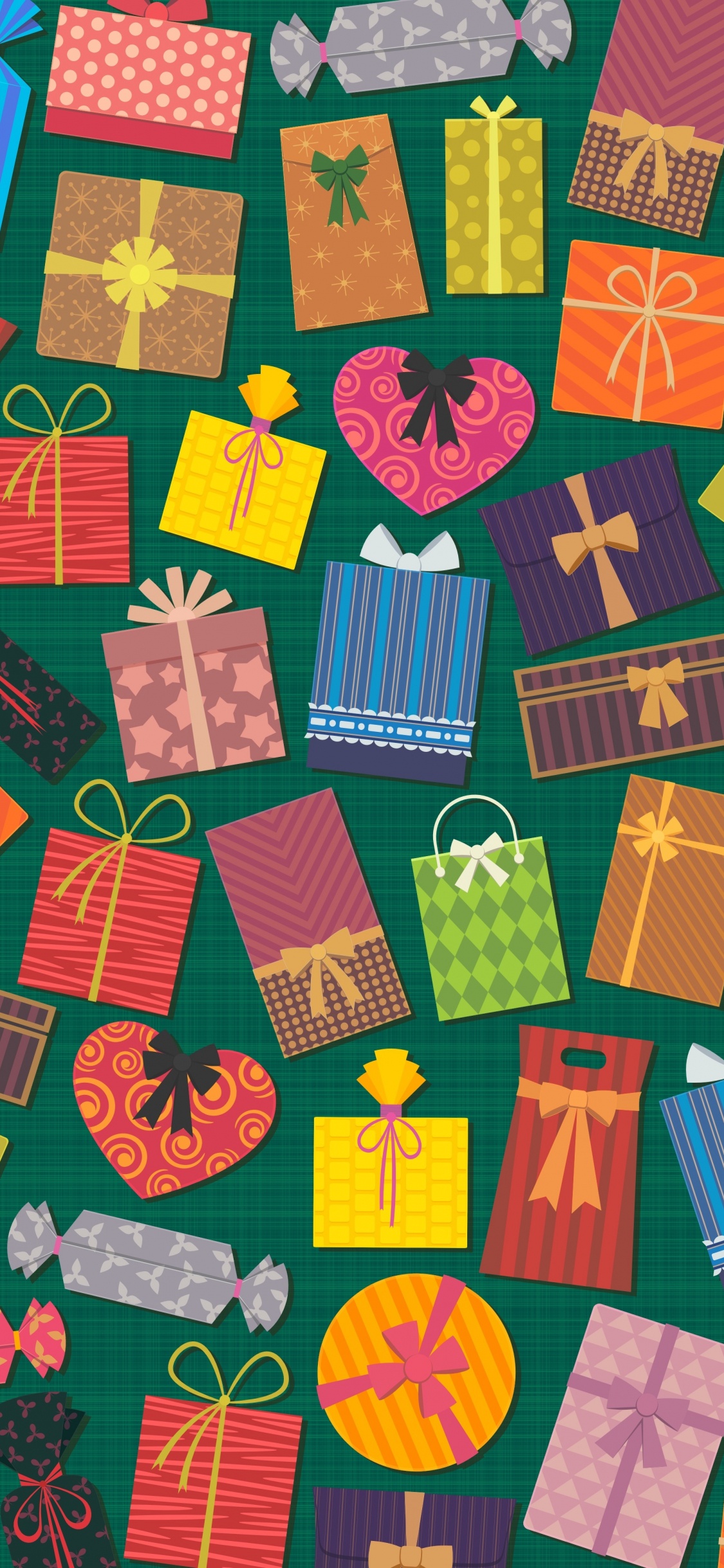Обои красочные подарки, подарок, Рождественский подарок, шопинг, подарочная карта в разрешении 1125x2436